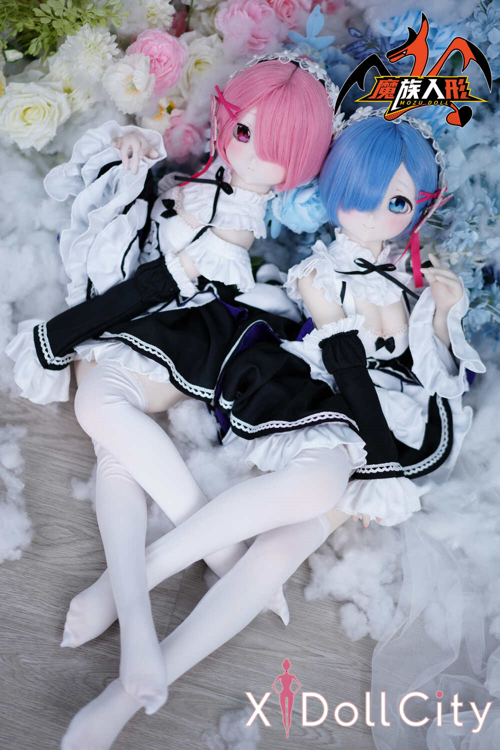MOZU Doll 蕾姆 成人スタイルラブドール メイド系可愛いミニ ビニールヘッド＋TPEボディ ラブドール貧乳