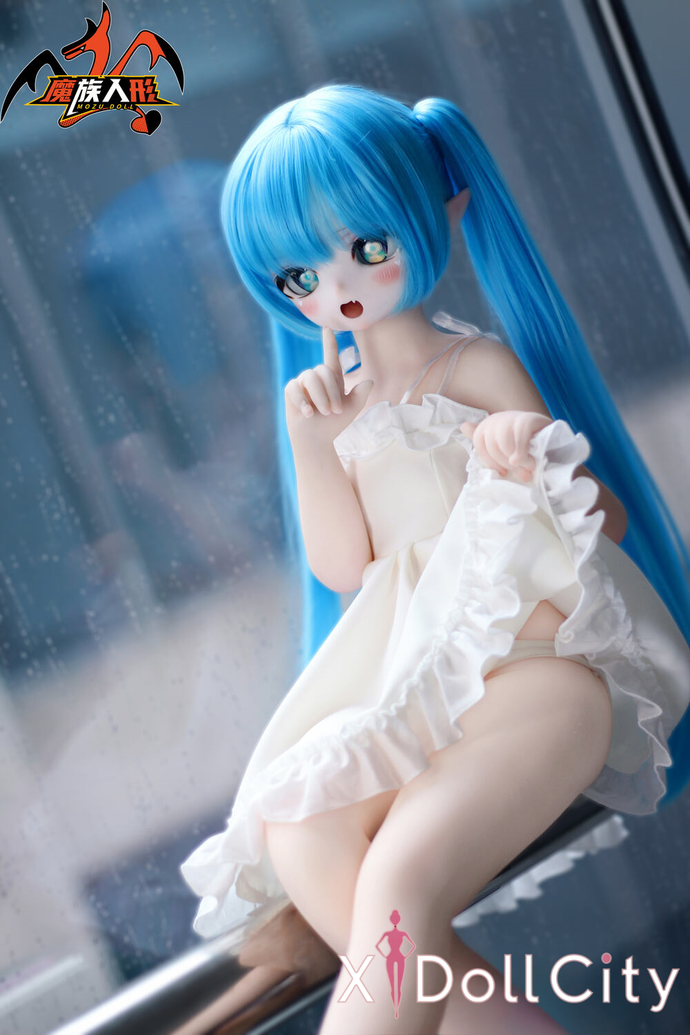 MOZU Doll 芙芙 成人スタイルラブドール 蒼髪エルフ系 ビニールヘッド＋TPEボディ ラブドール貧乳