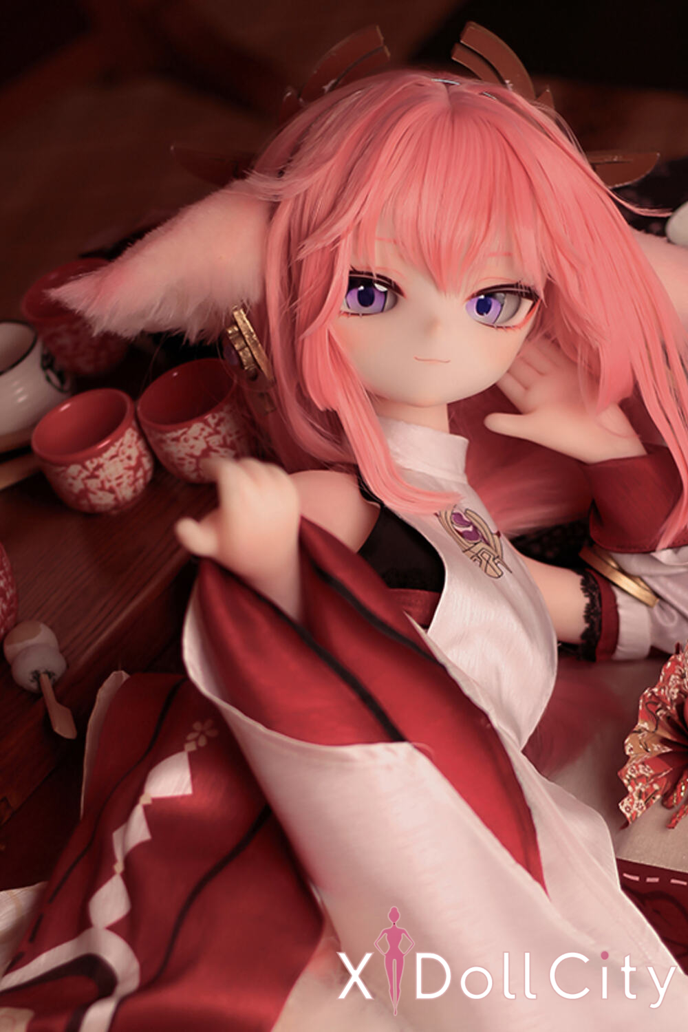 MOZU Doll 小狐狸 成人スタイルラブドール アニメ 妖艶アニメ風 ビニールヘッド＋TPEボディ ラブドール貧乳