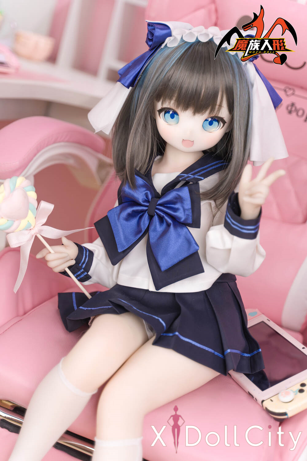 MOZU Doll 猫猫 成人スタイルラブドール キュートなロリ系ミニ ビニールヘッド＋TPEボディ ラブドール良乳