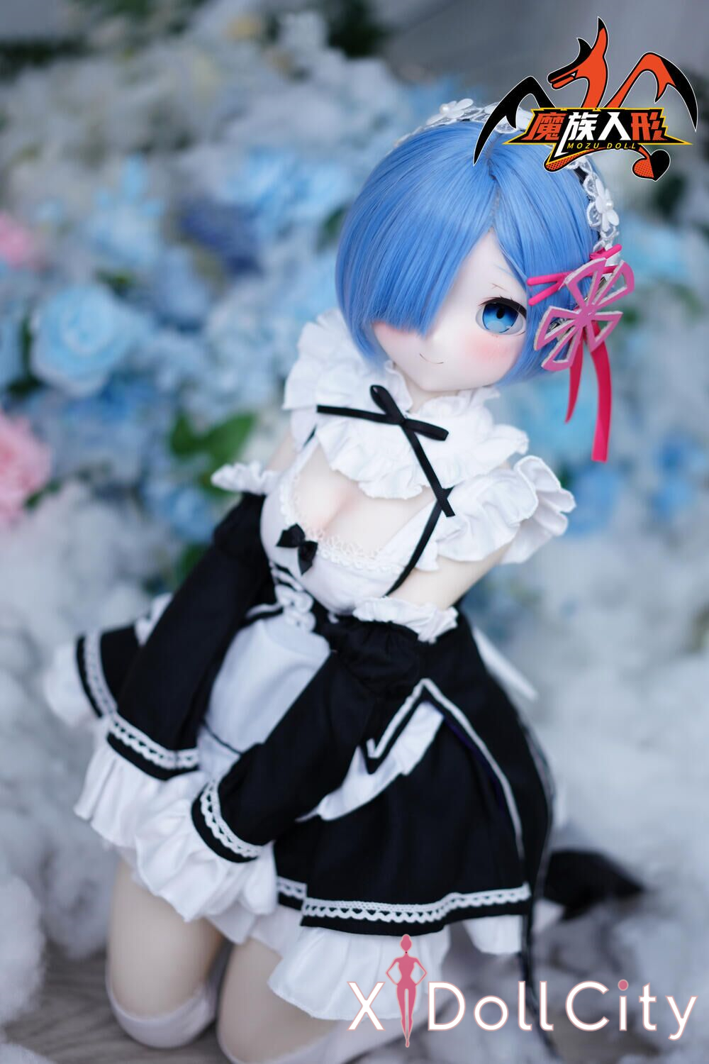 MOZU Doll 蕾姆 成人スタイルラブドール メイド系可愛いミニ ビニールヘッド＋TPEボディ ラブドール貧乳