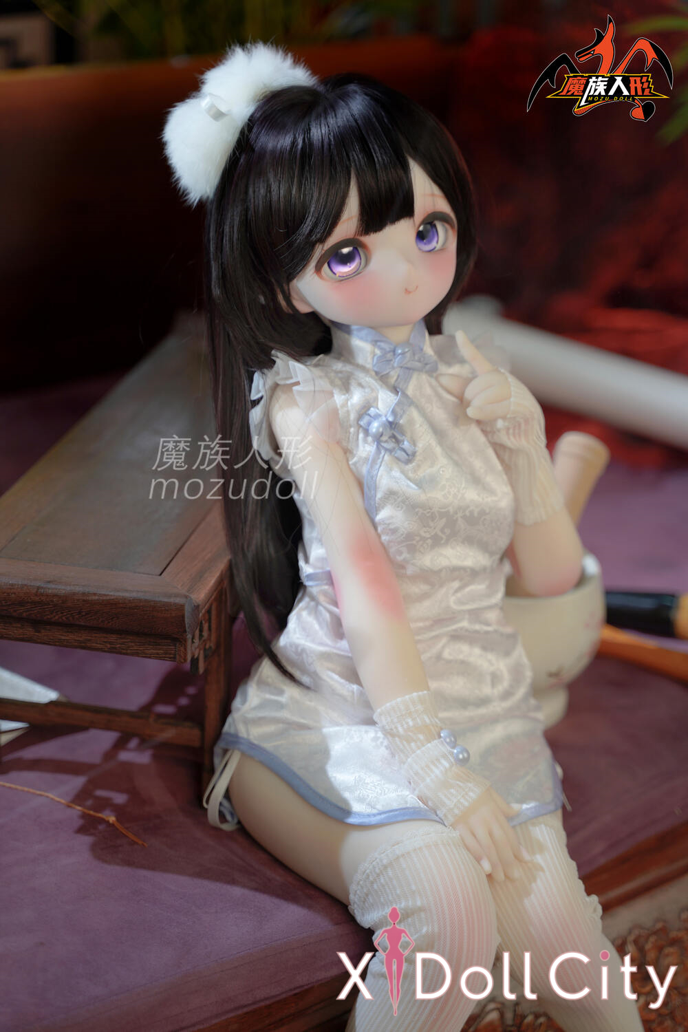 MOZU Doll 瑶瑶 成人スタイルラブドール 優雅チャイナドレスミニ ビニールヘッド＋TPEボディ ラブドール貧乳