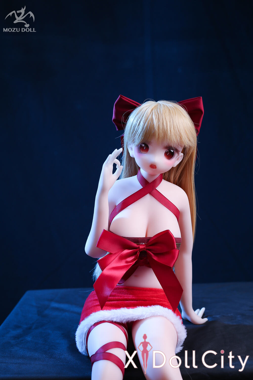 MOZU Doll 红鲤 成人スタイルラブドール サンタ風リボン衣装 可愛い フルシリコン製 ラブドール貧乳