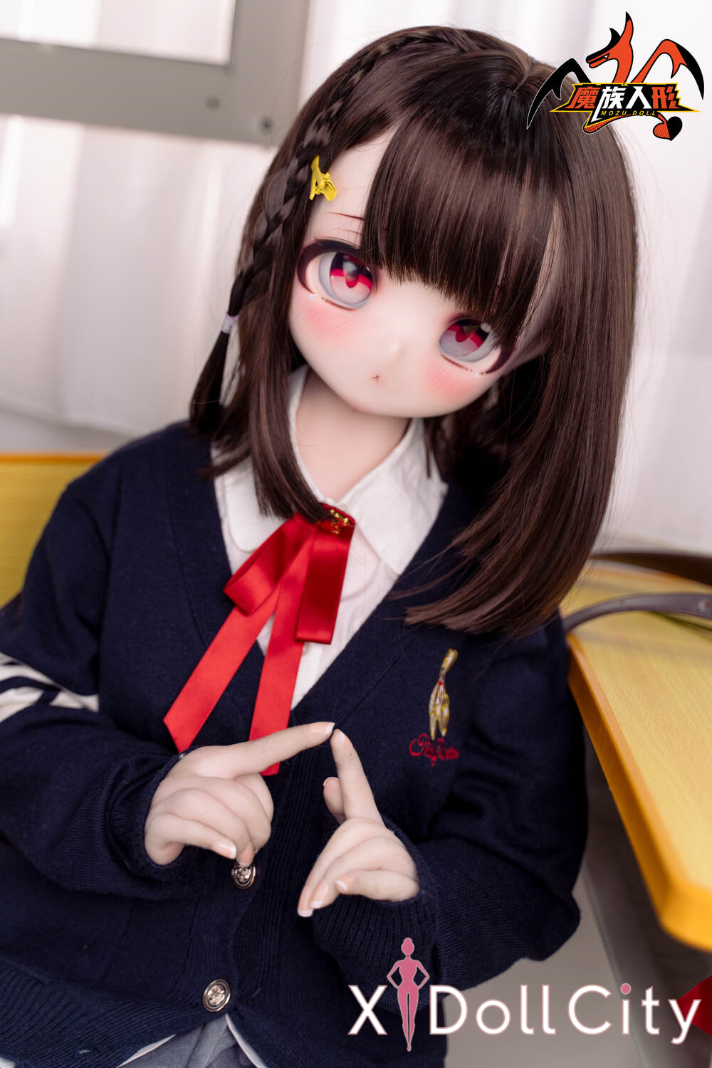 MOZU Doll 露比 成人スタイルラブドール ロリ学生風 可愛な女の子 ビニールヘッド&軟質ヘッド＋TPEボディ ラブドール貧乳