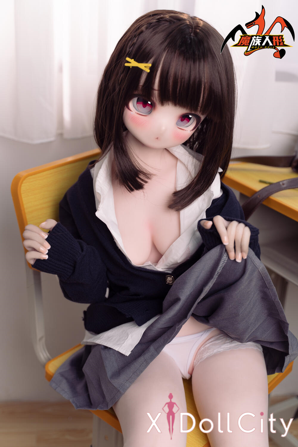 MOZU Doll 露比 成人スタイルラブドール ロリ学生風 可愛な女の子 ビニールヘッド&軟質ヘッド＋TPEボディ ラブドール貧乳