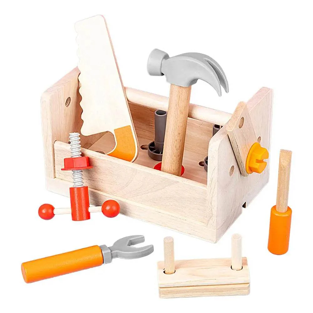 Montessori-Inspired 16-Piece Wooden Tool Set for Creative Play