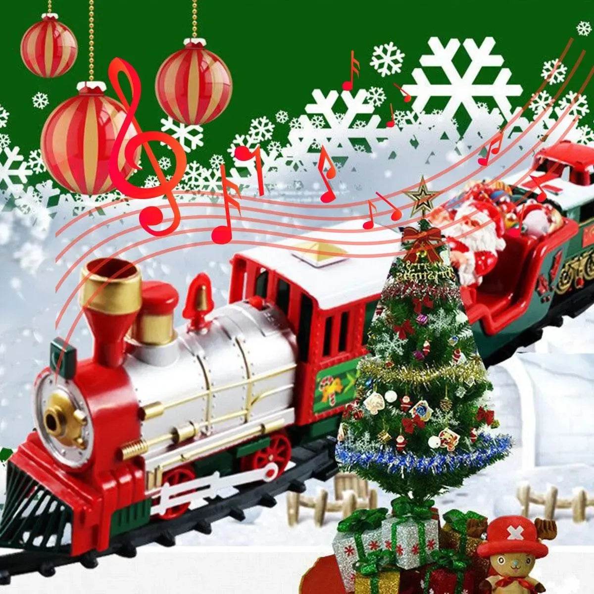 Enchanting Musical Christmas Electric Train Set with DIY Tracks & Lights