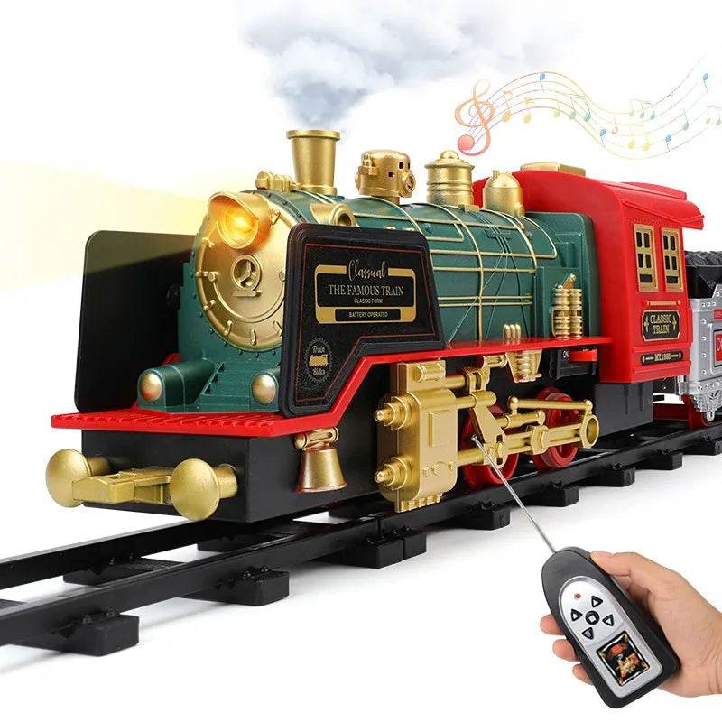 RC Classic Steam Locomotive RC Track Train - Authentic Simulation Toy for Collectors