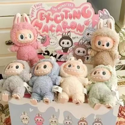 POP MART  Authentic Labubu The Monsters Exciting Macaron  Blind Box Figure Plush Doll Cute Toys Mystery 6 Boxes/Set