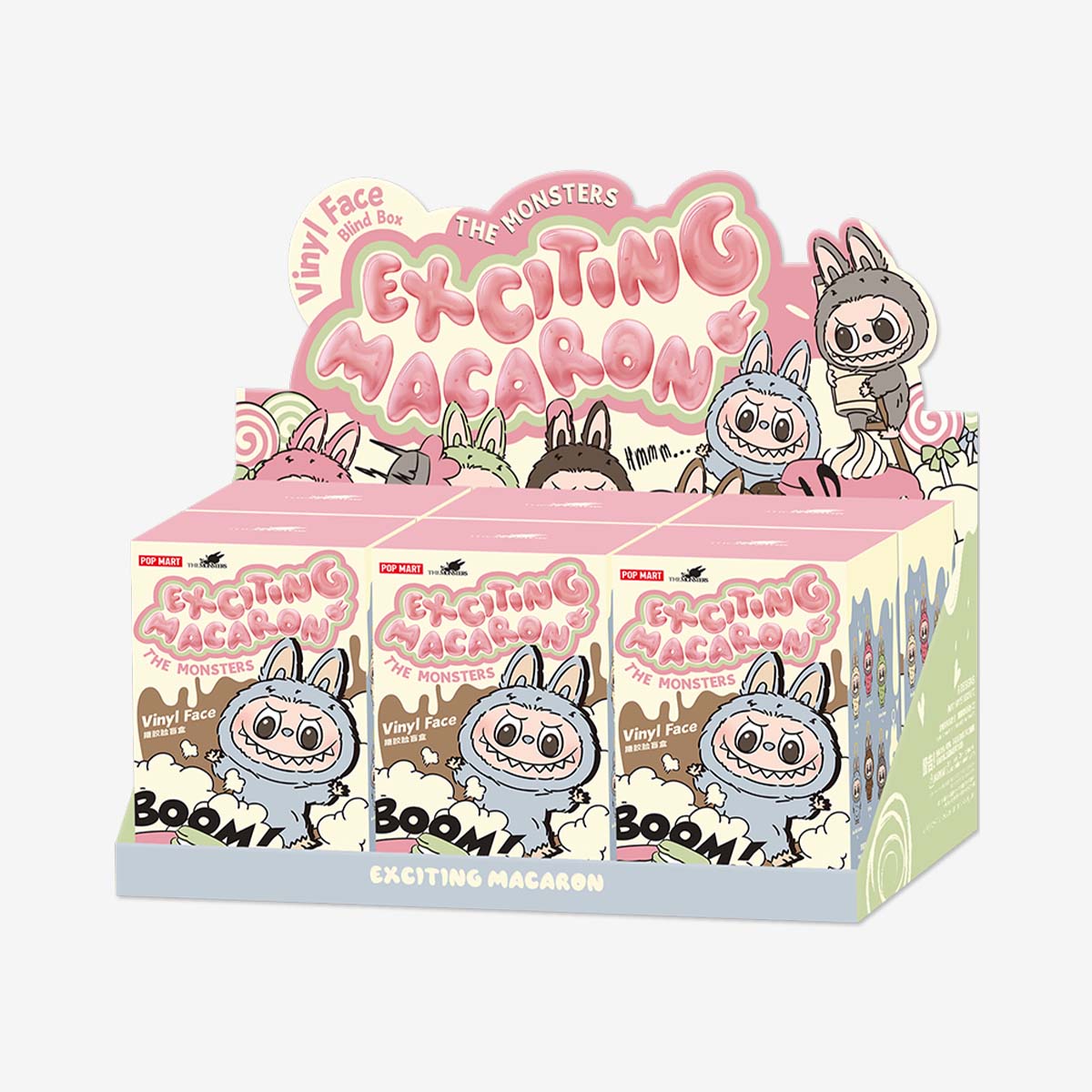 POP MART THE MONSTERS - Exciting Macaron Vinyl Face Blind Box Authentic Labubu Plush Toys Official Blind Box  Exciting Macaron 6 Boxes/Set