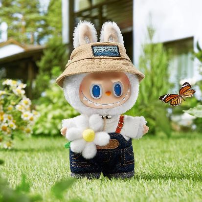 THE MONSTERS FALL IN WILD SERIES-Vinyl Plush Doll Pendant POP MART Spring Wild Farmers at Home Plush Doll Backpack Pendant Keychain Denim Labubu Toys