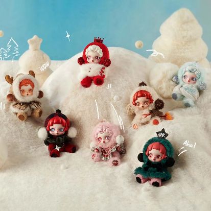Original Authentic Pop Mart SKULLPANDA Winter Symphony Series Cute Pendant Plush Toys Cartoon Mystery Blind Boxes Lovely Dolls 6 Boxes/Set