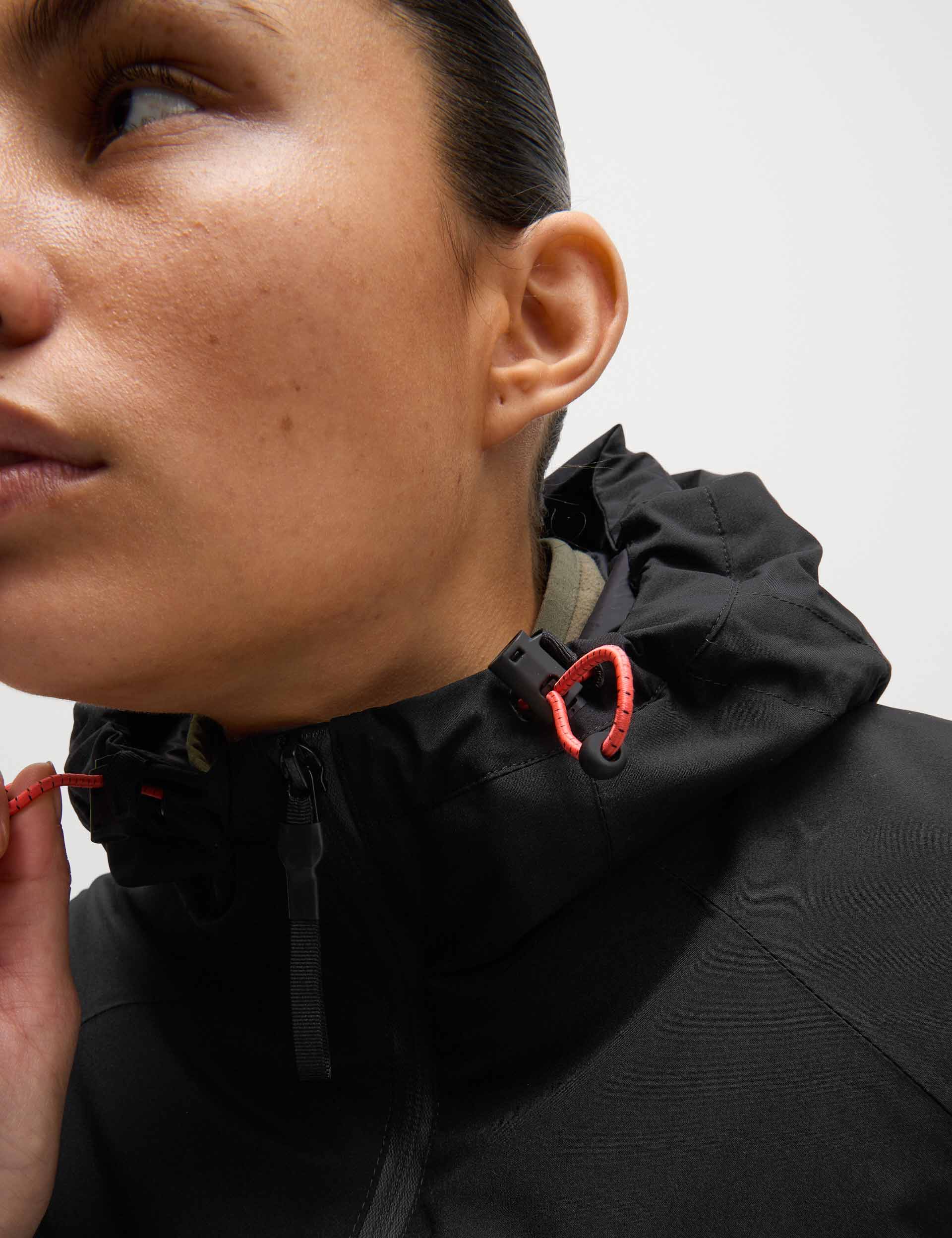 Padded Waterproof Hooded Jacket - Black