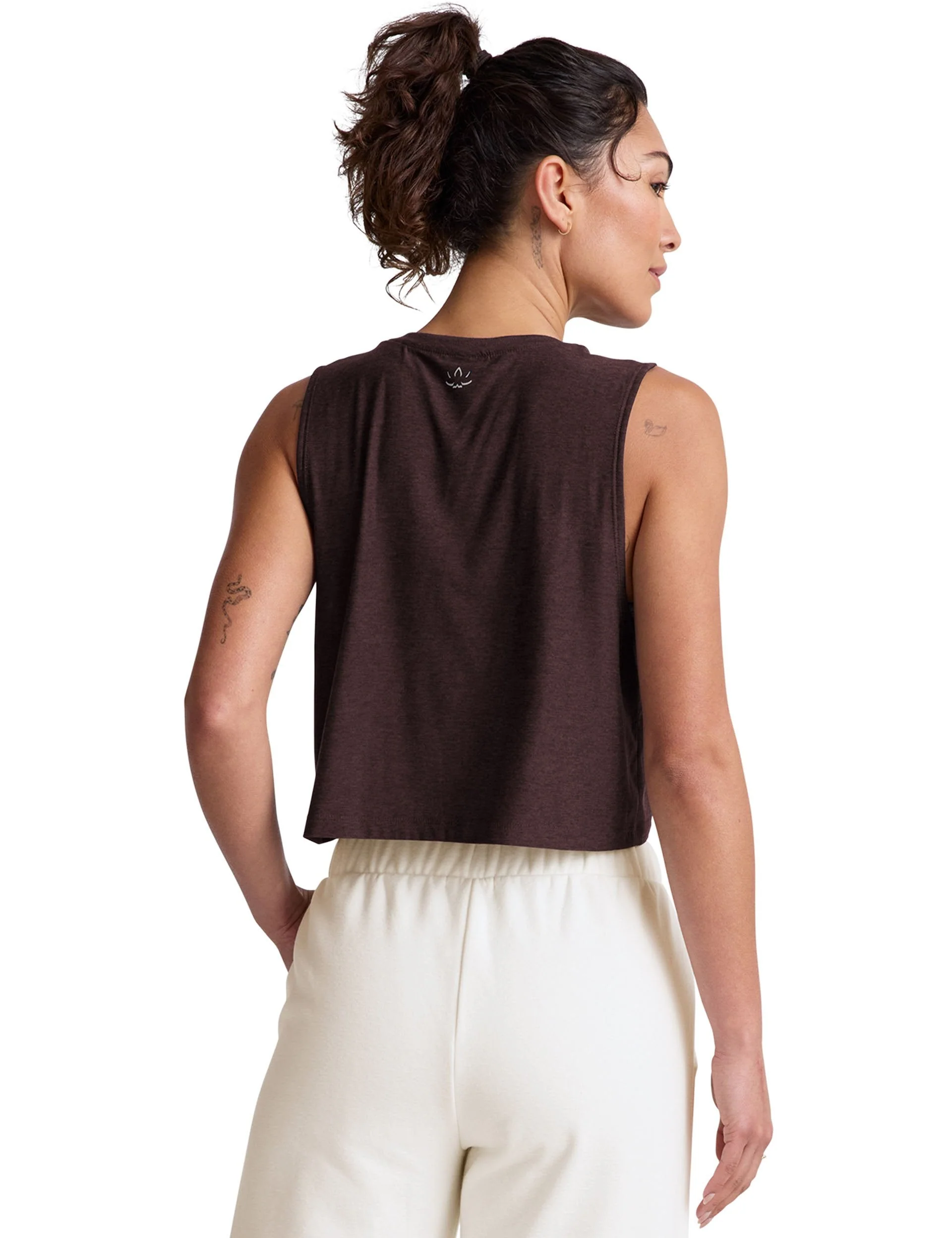 Featherweight Minimal Cropped Tank - Dark Chocolate Heather