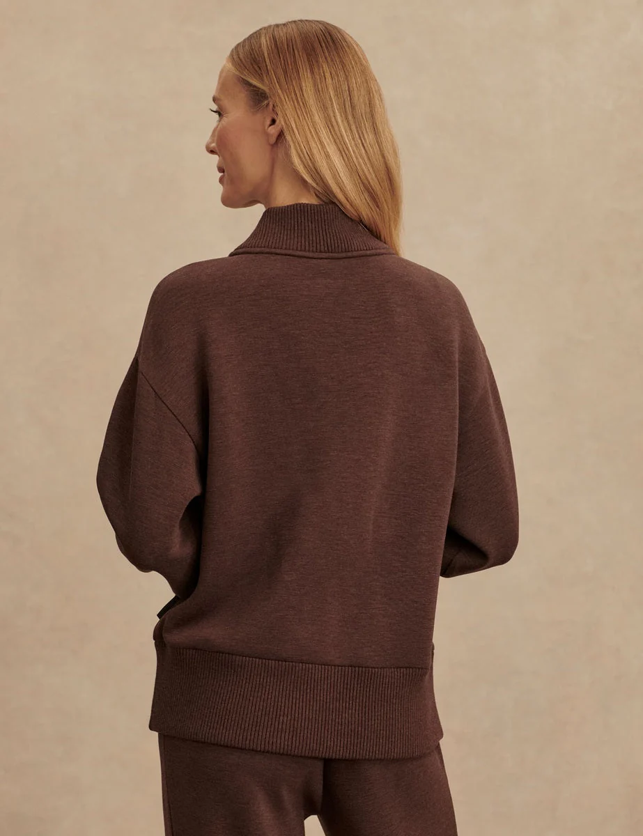 Sally Half Zip Sweat - Coffee Bean Marl