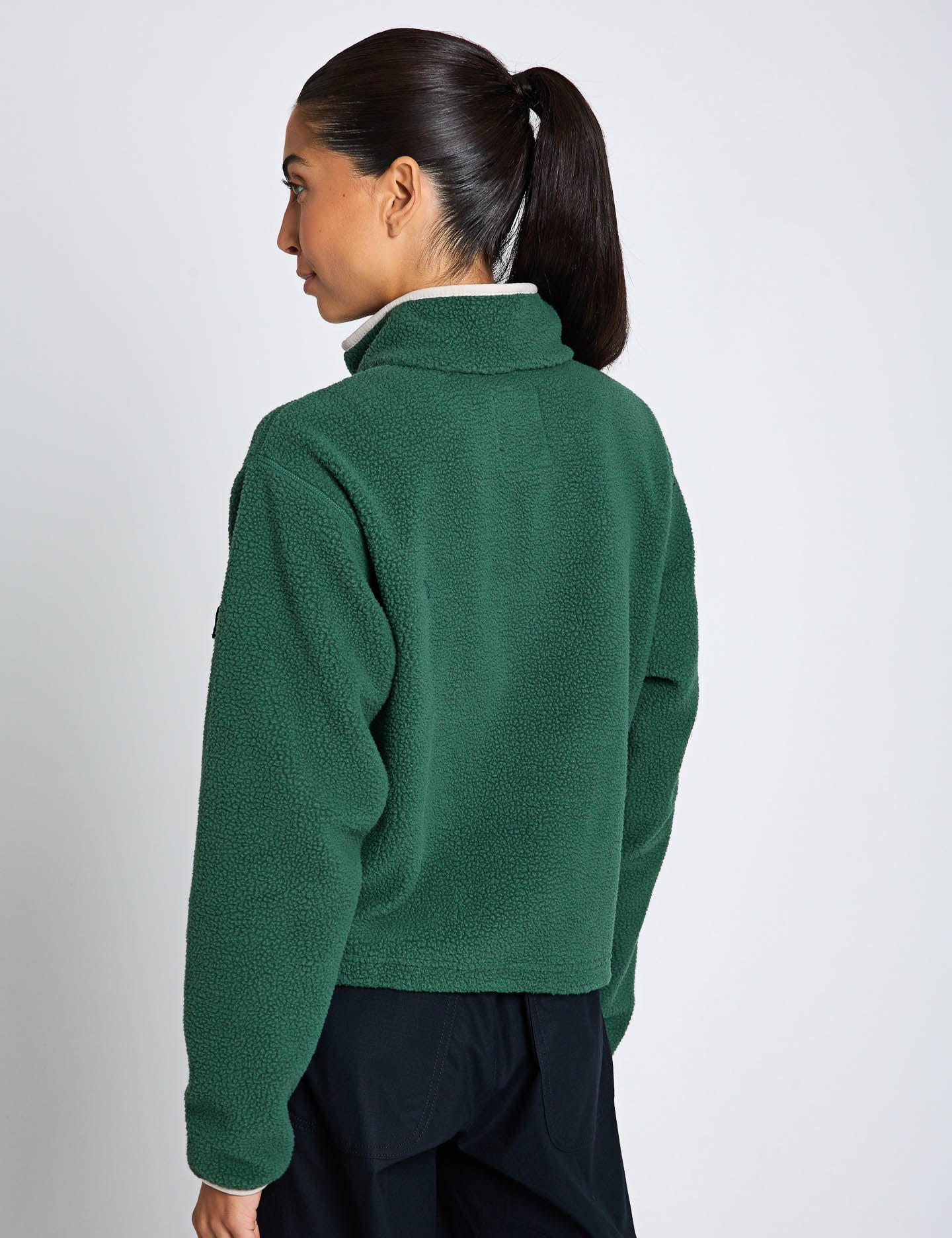 Helvetia II Cropped Sherpa Half Snap Fleece - Rain Forest/Collegiate Navy/Dark Stone