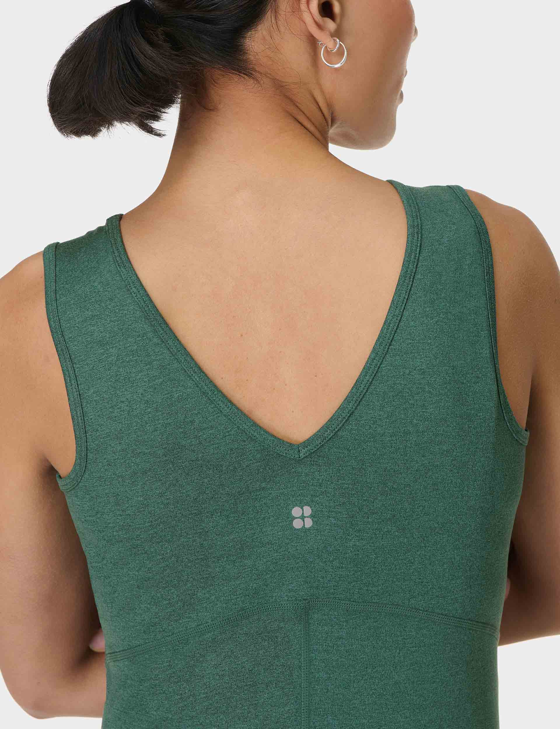 Gaia V-Neck Tank - Glade Green Marl