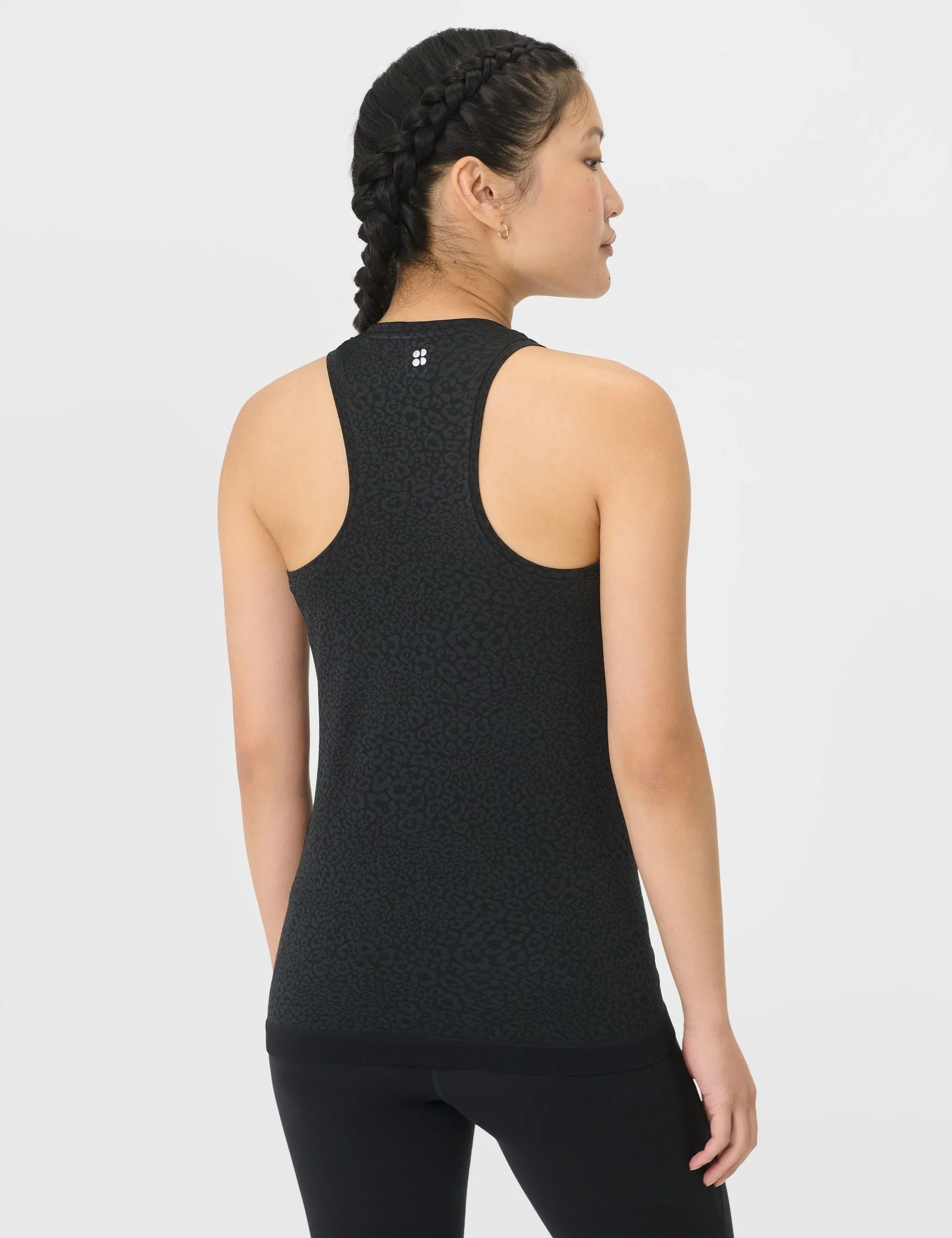 Athlete Seamless Workout Vest - Black Leo Spots Jacquard