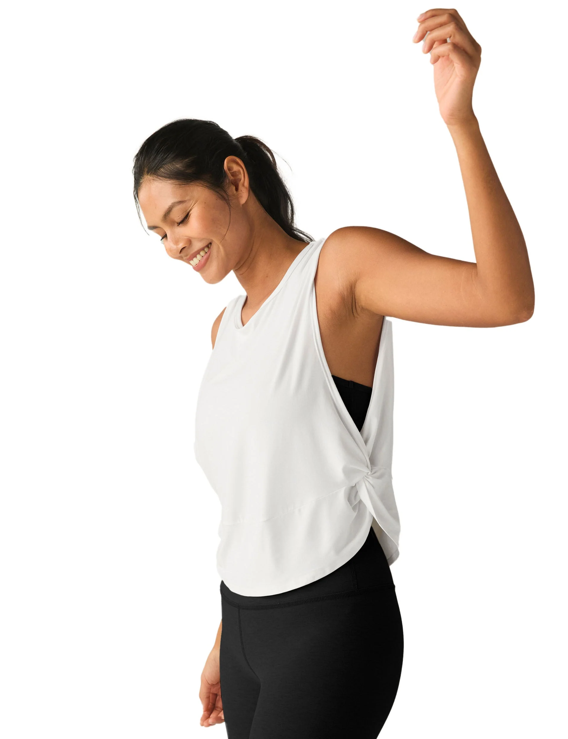 Featherweight Side Note Twist Tank - Cloud White