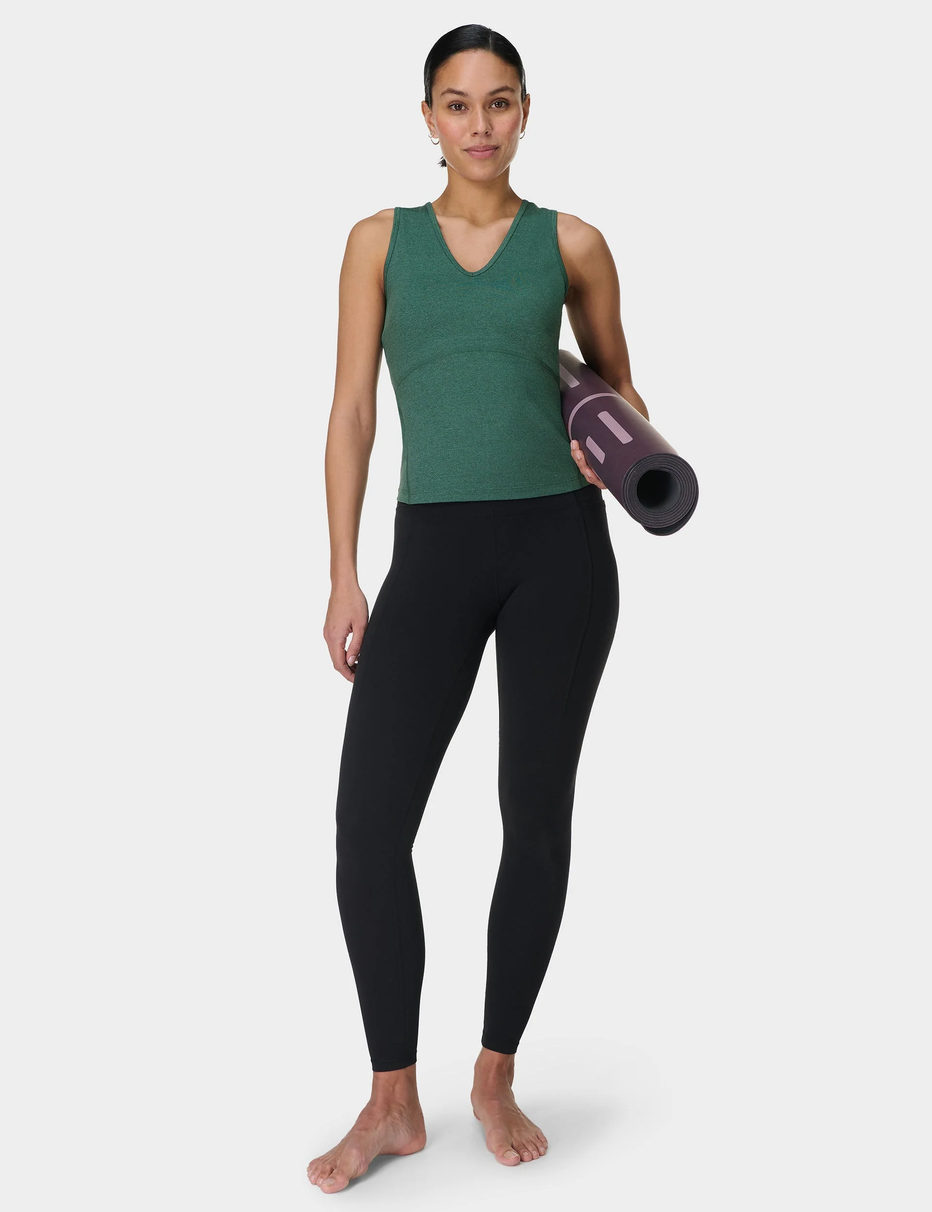 Gaia V-Neck Tank - Glade Green Marl