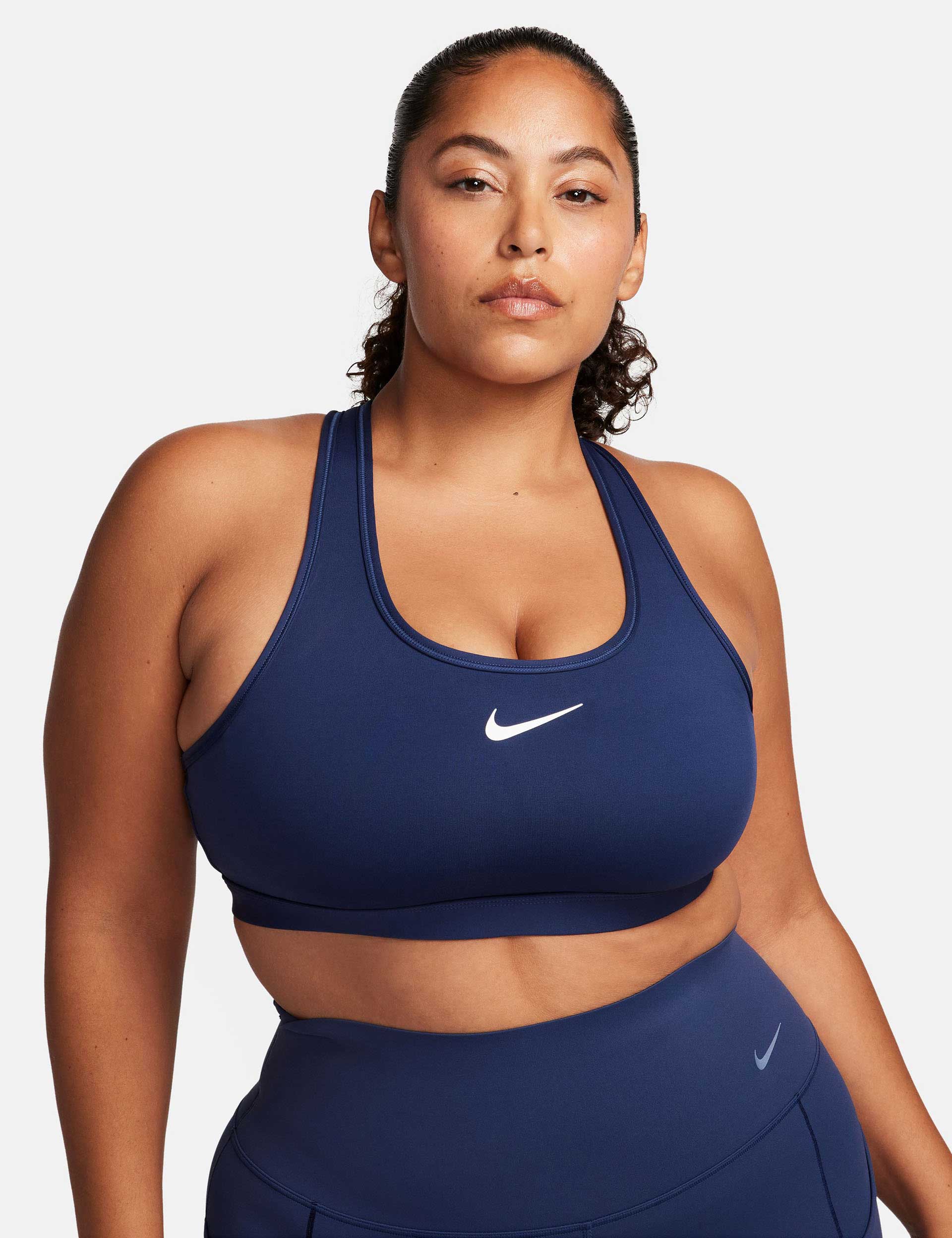 Swoosh Medium Support Bra - Midnight Navy/White