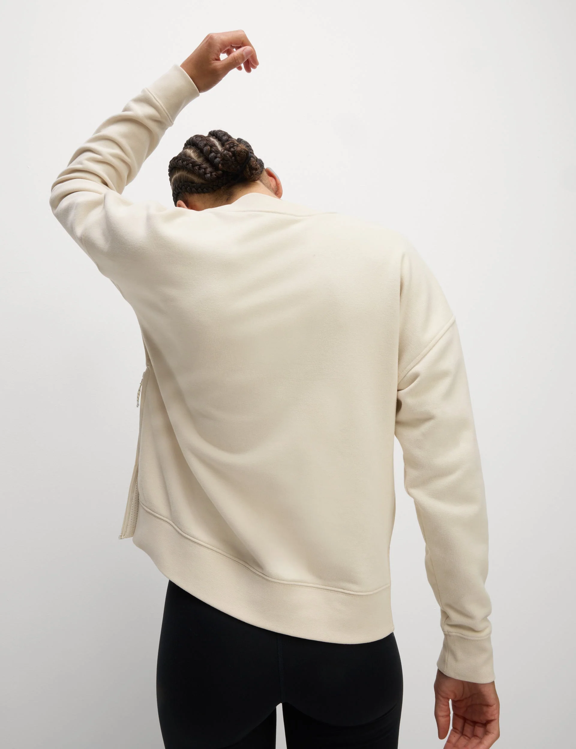 Cotton Rich Mesh Panel Relaxed Sweatshirt - Ivory