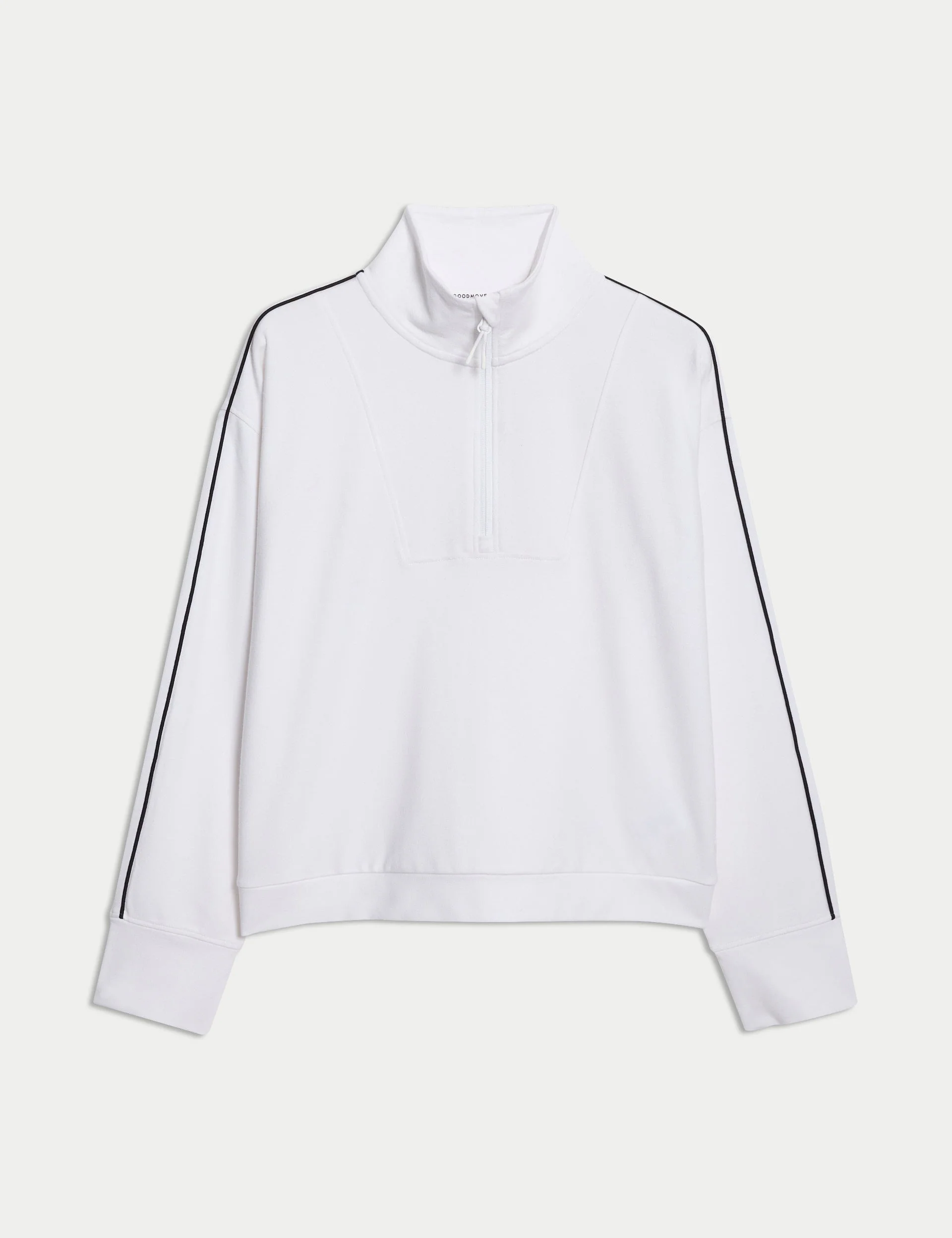 Modal Rich Funnel Neck Half Zip Top - White