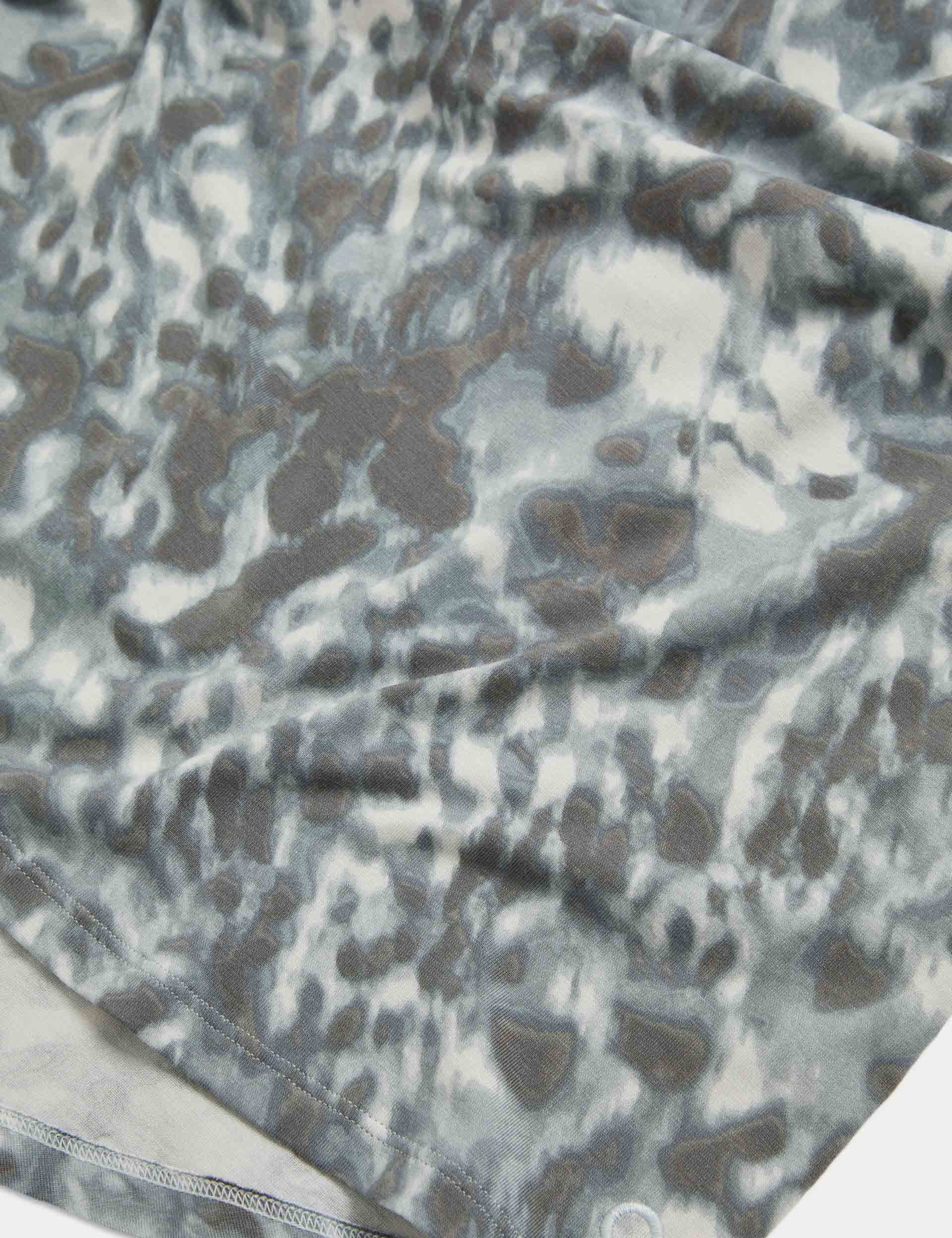 Modal Blend Printed Tie Back Relaxed Vest Top - Grey Mix