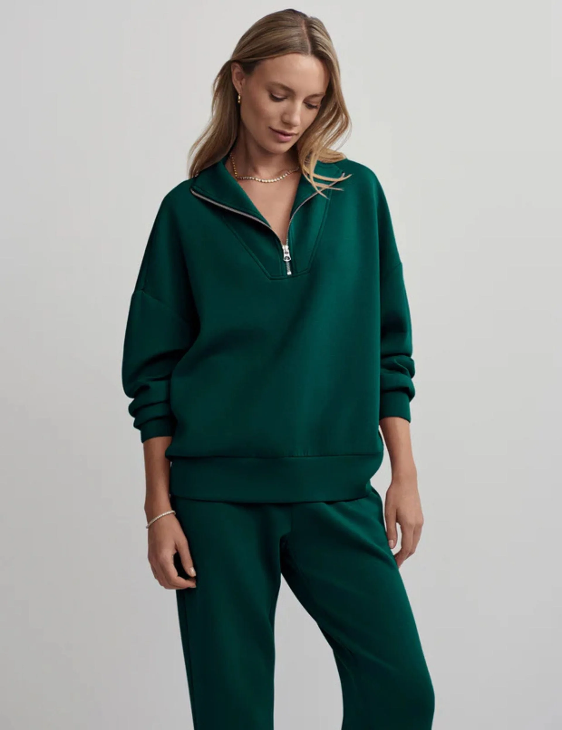 Hawley Half Zip Sweat - Forest