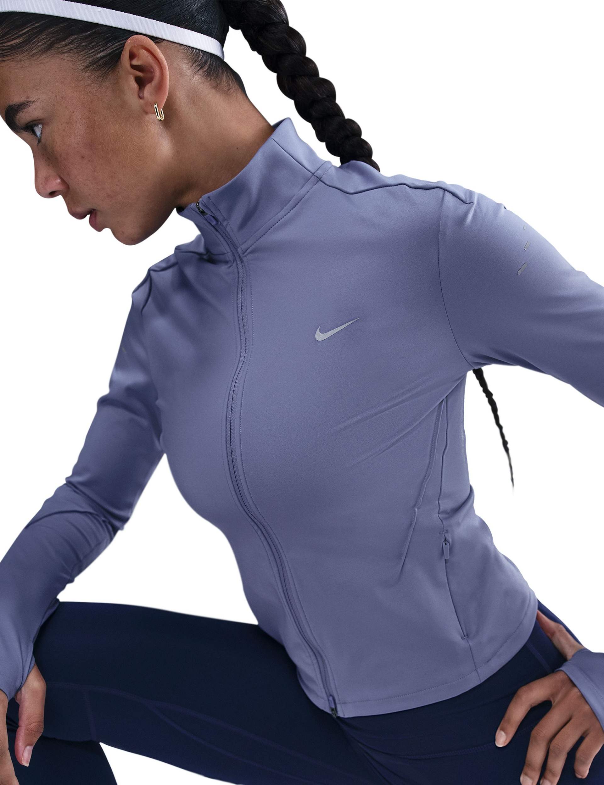 Swift Dri-FIT Full-Zip Running Mid Layer - World Indigo/Reflective Silver