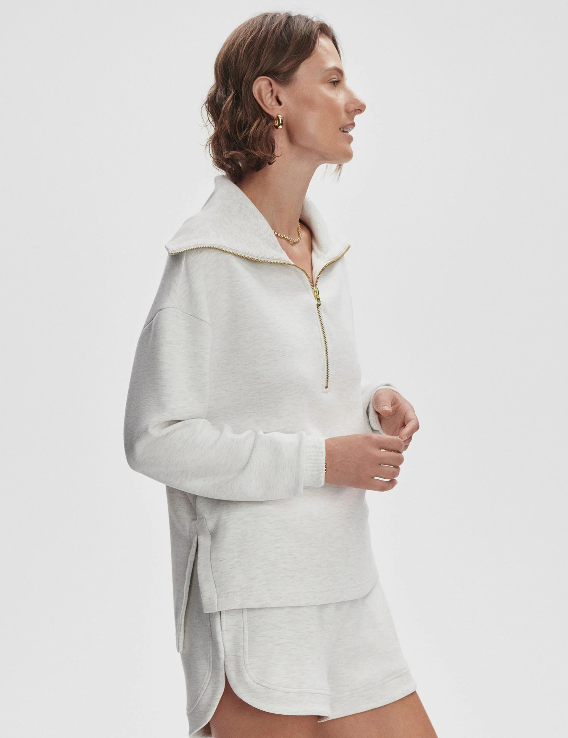 Larson Half-Zip Sweat - Ivory Marl