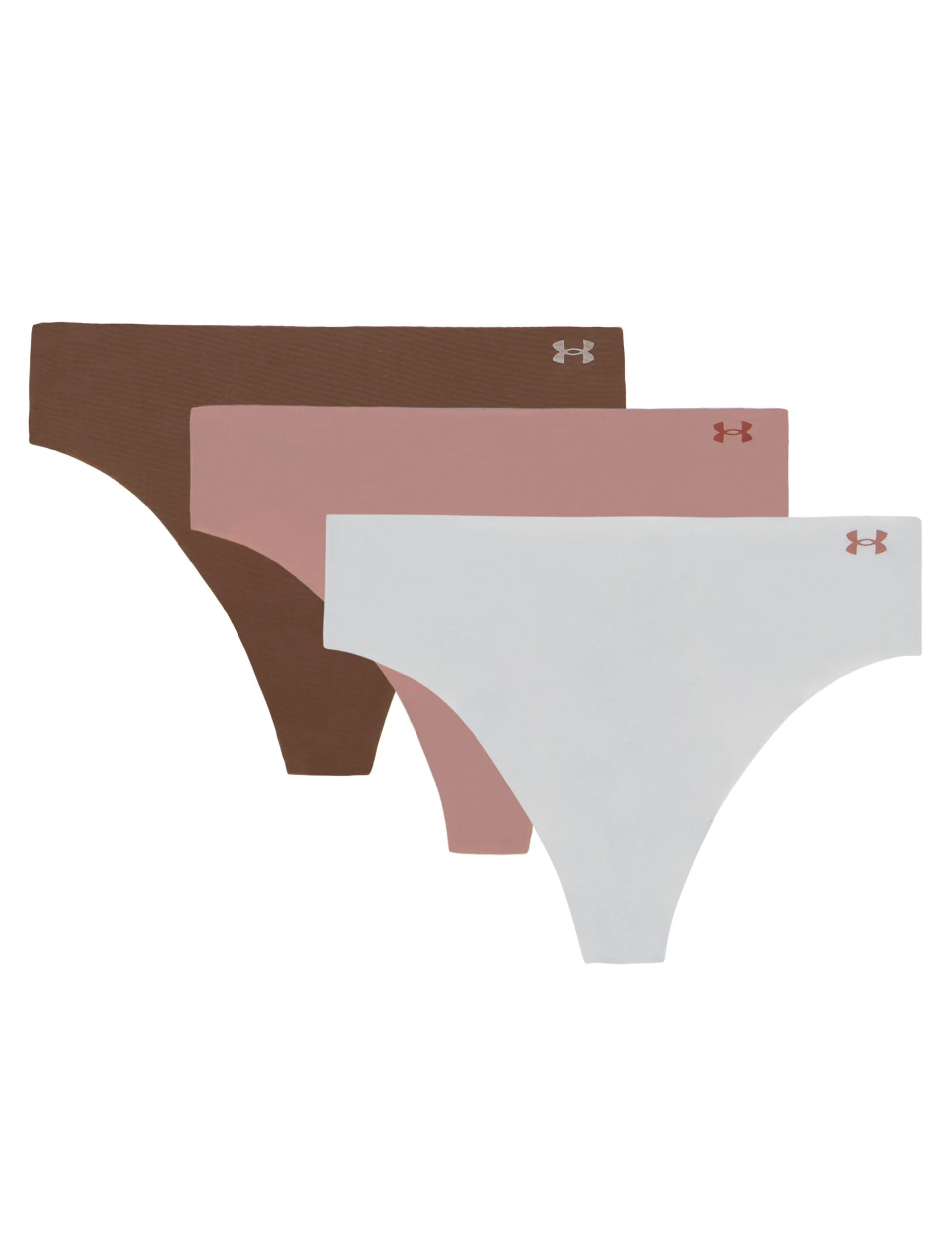 Pure Stretch 3-Pack No Show Thong - Halo Grey/Tourmaline Pink/Maroon Mist