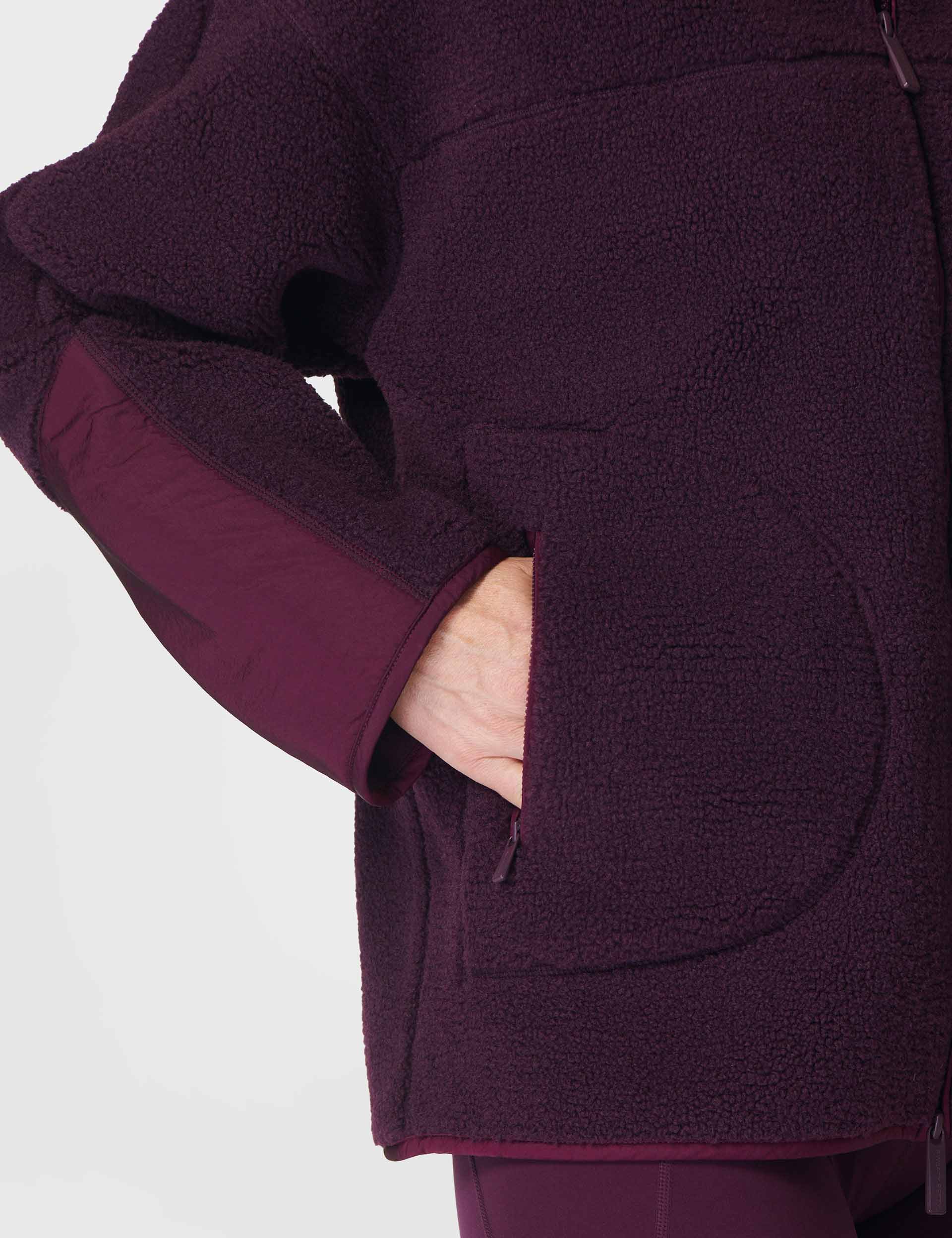 Plush Textured Zip Up - Midnight Cherry Purple