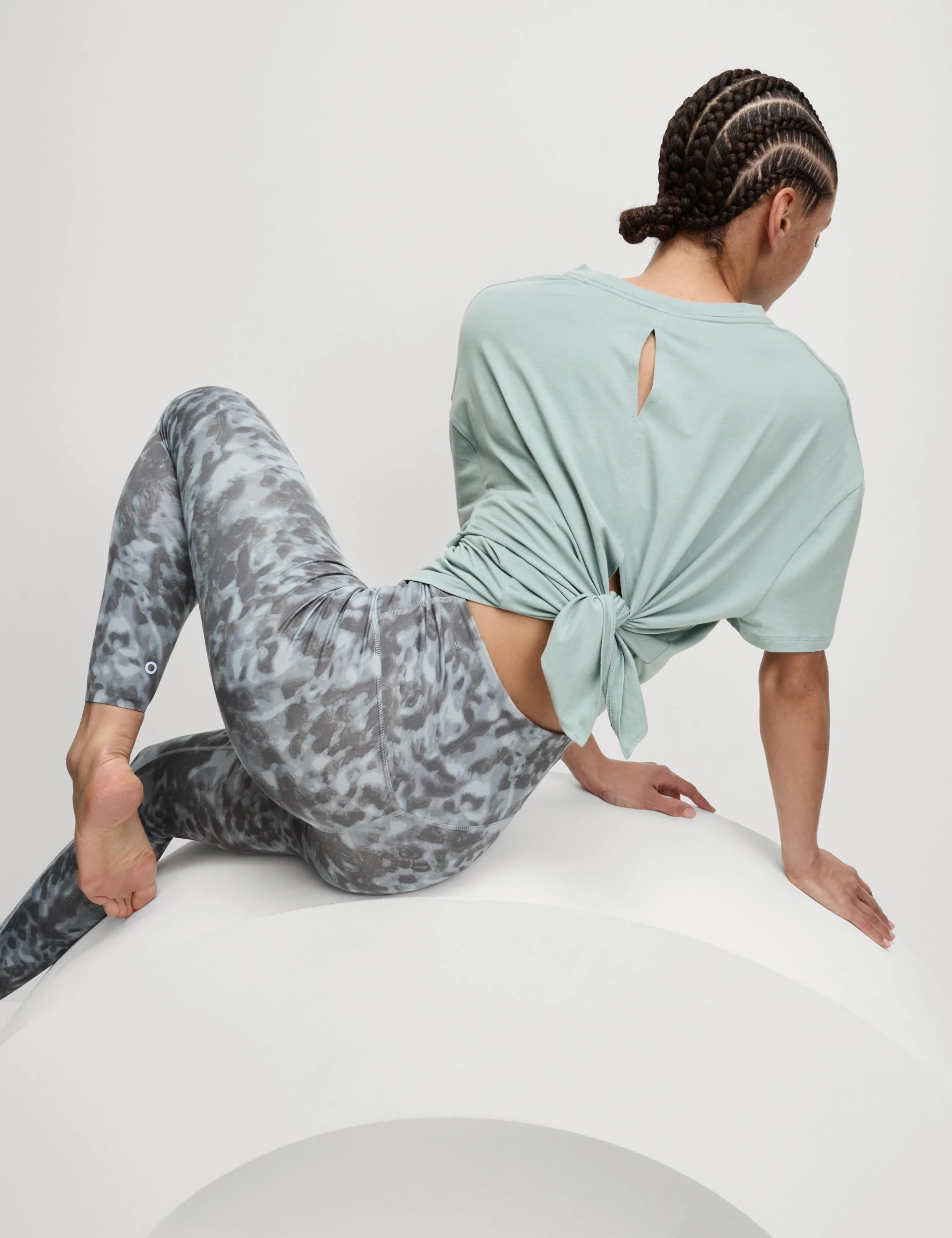 Modal Blend Lightweight Tie Back T-Shirt - Light Mint