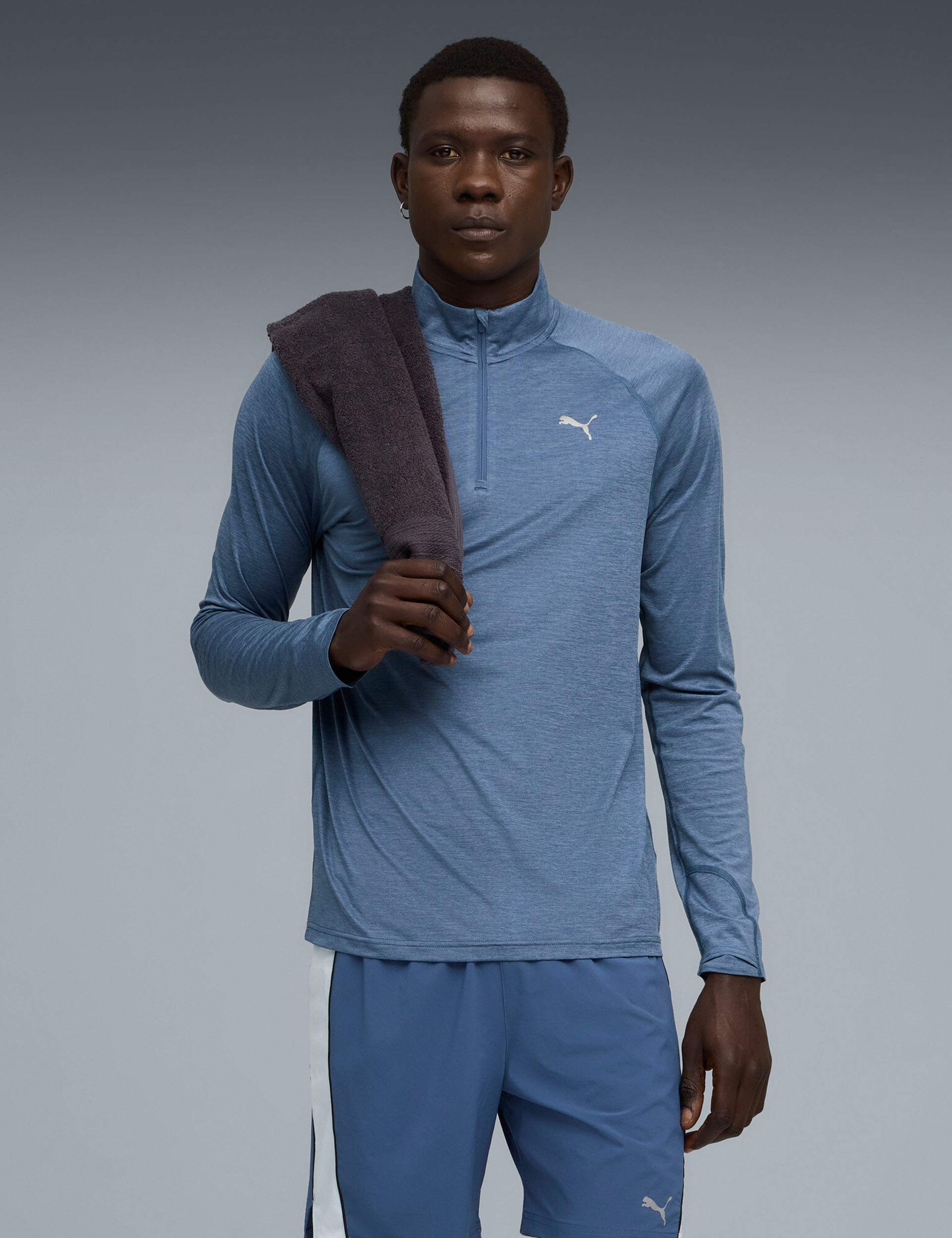 Run Velocity Cloudspun 1/4 Zip - Dark Indigo-heather