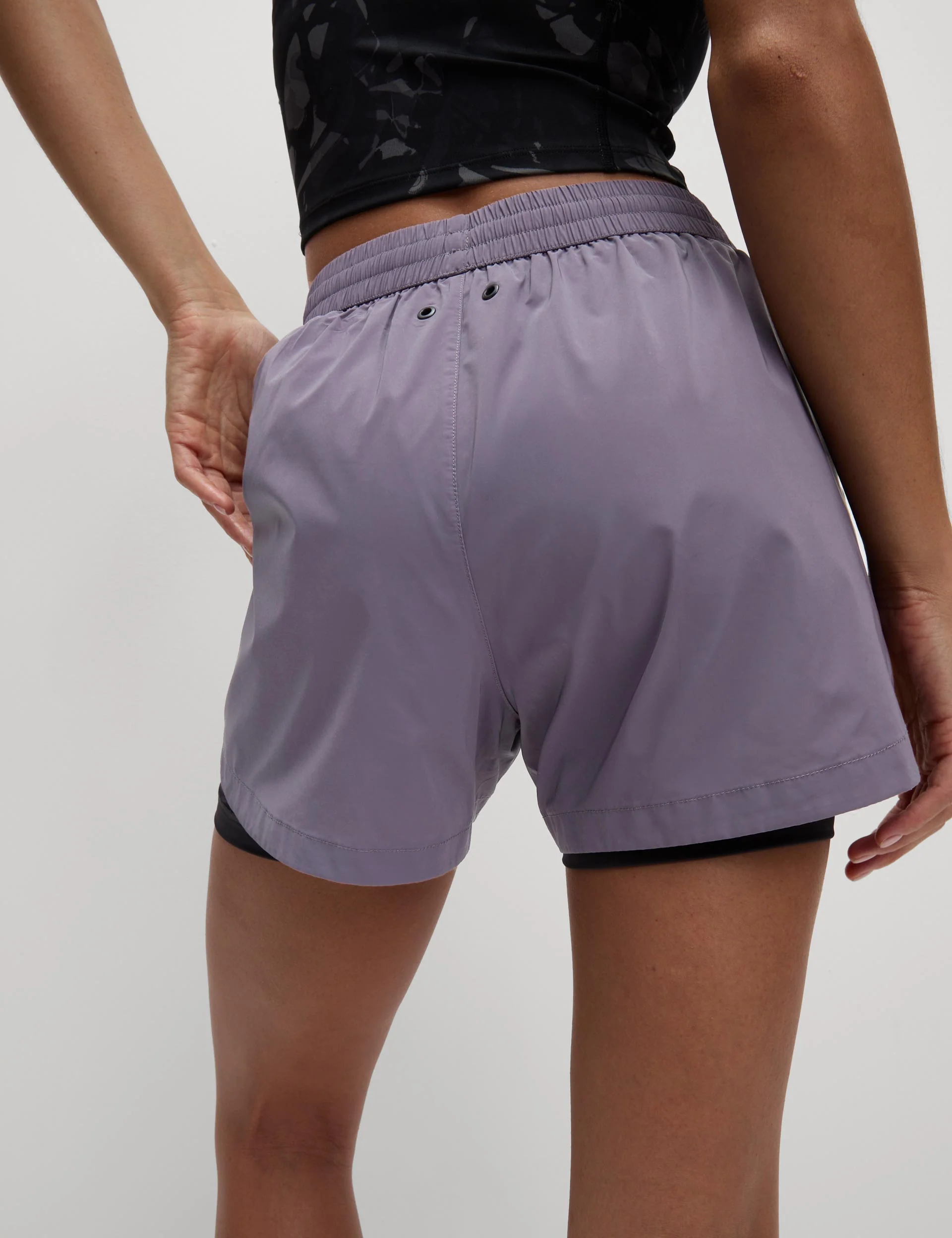 360° Reflective Layered Running Shorts - Lilac