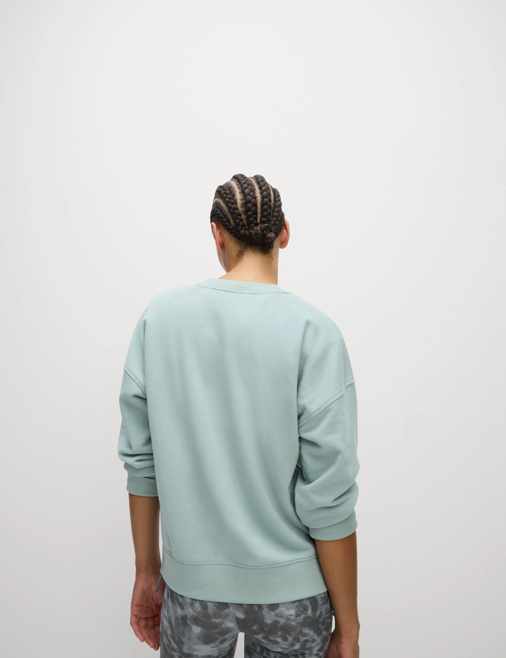 Cotton Rich Mesh Panel Relaxed Sweatshirt - Light Mint