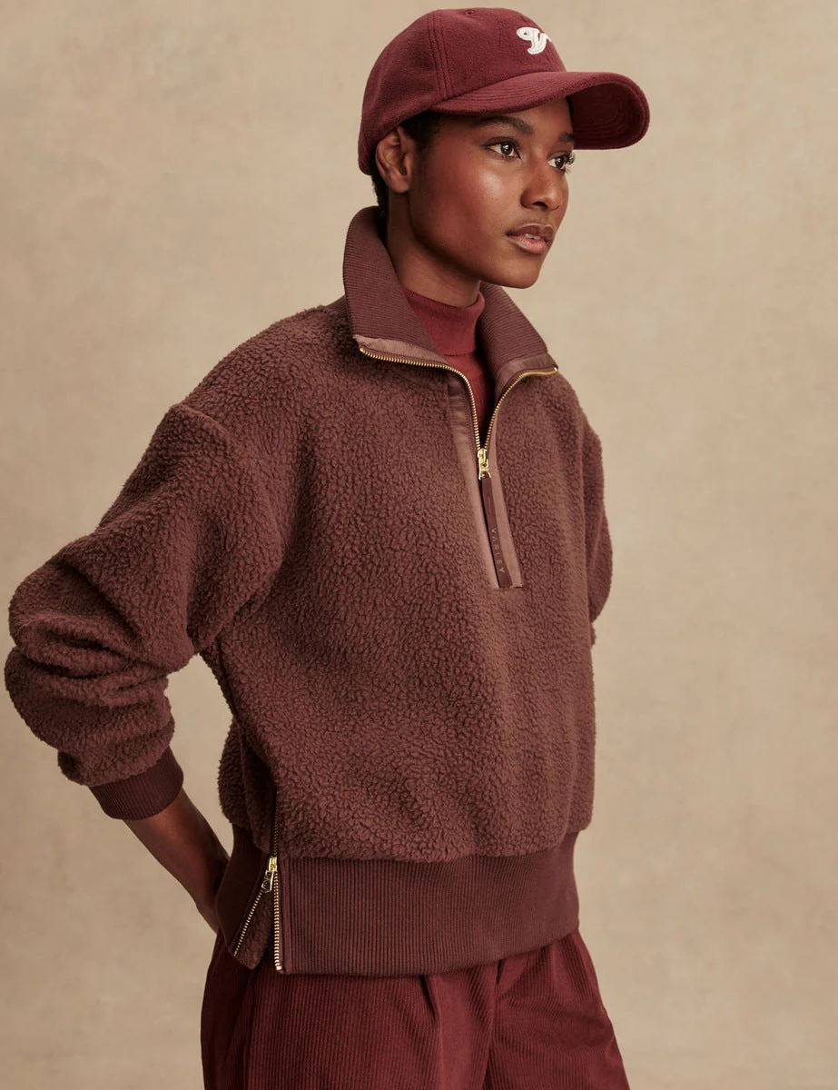 Roselle Half-Zip Fleece - Deep Mahogany