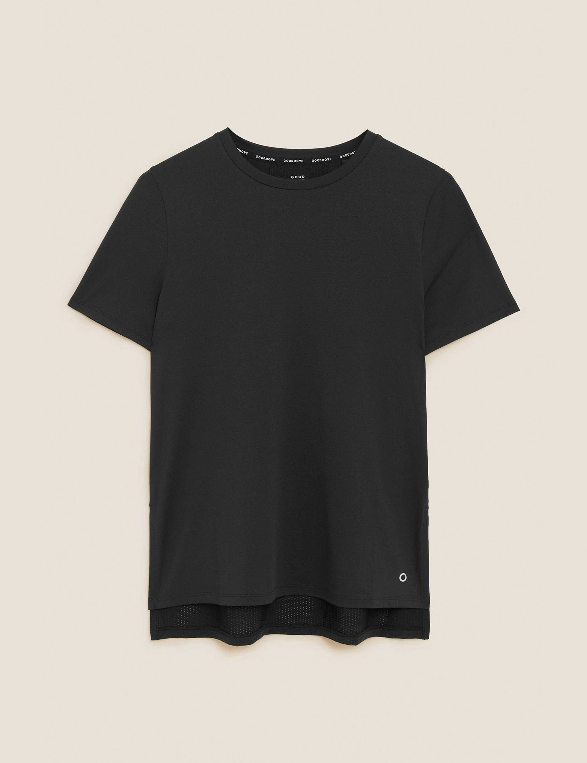 Scoop Neck Mesh Back T-shirt - Black