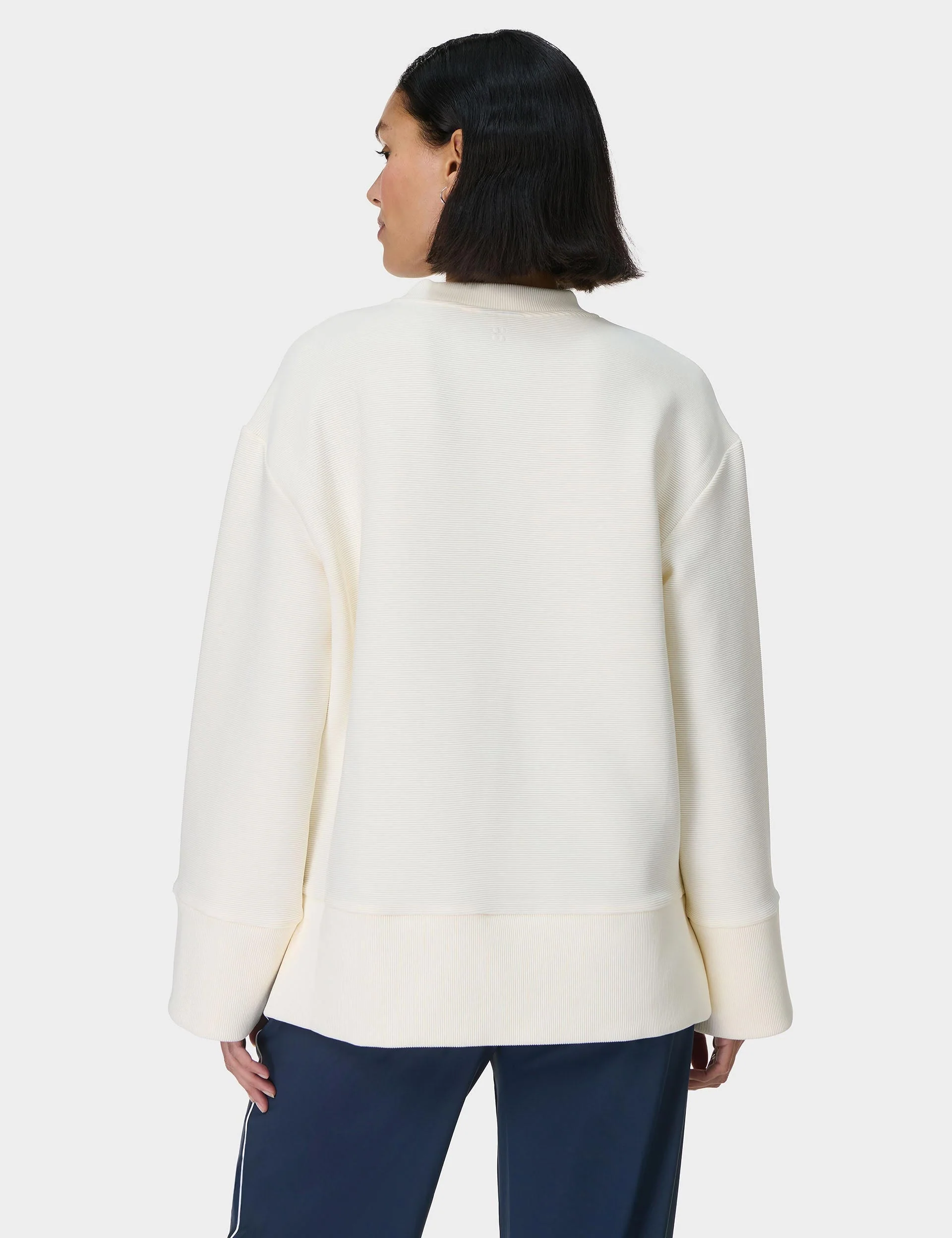 Peaceful Ribbed Sweatshirt - Lily White