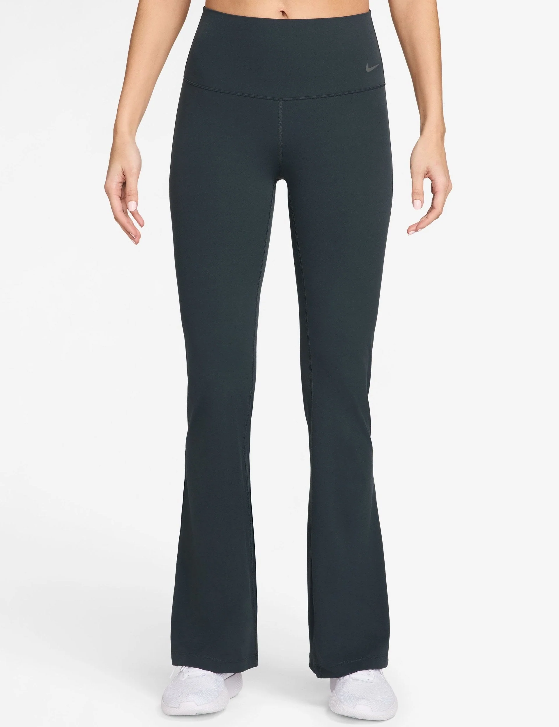 Zenvy High Waisted Flared Leggings - Seaweed/Black