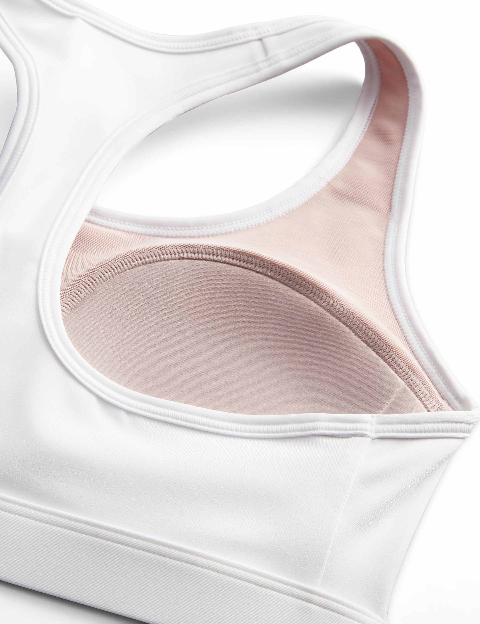 Swoosh Medium Support Bra - White/Stone Mauve/Black