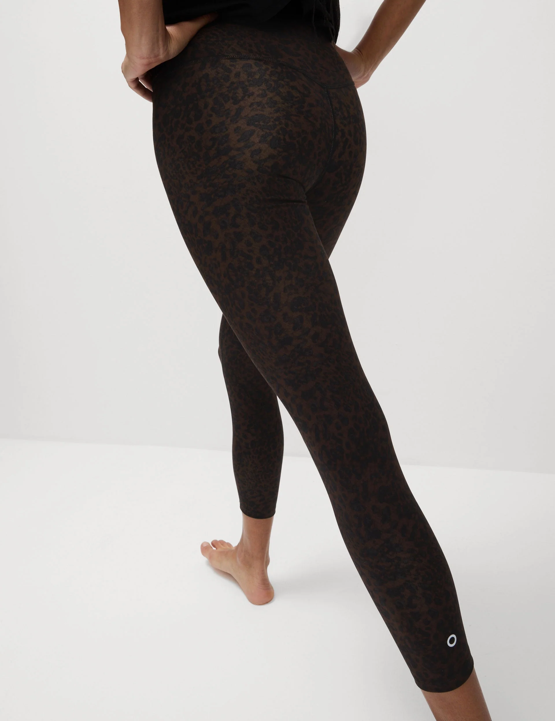 Go Balance Printed Wrap Waist 7/8 Yoga Leggings - Brown Mix