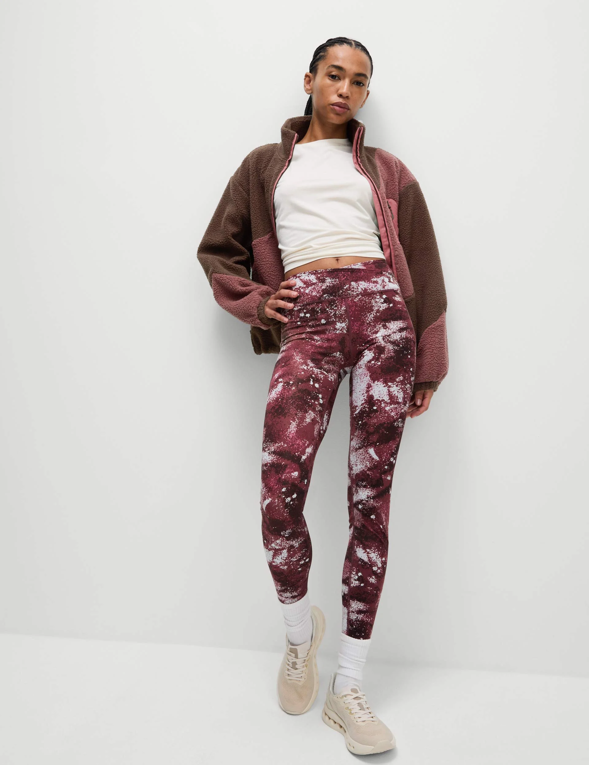 Borg Zip Up Funnel Neck Fleece - Dark Chocolate