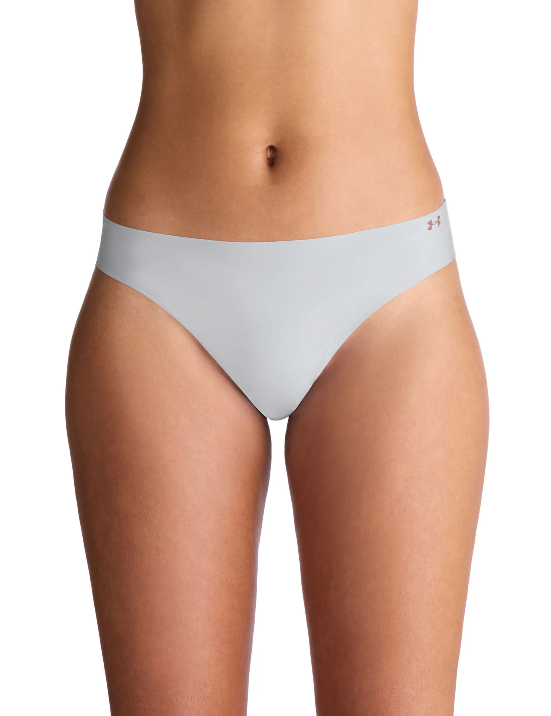 Pure Stretch 3-Pack No Show Thong - Halo Grey/Tourmaline Pink/Maroon Mist