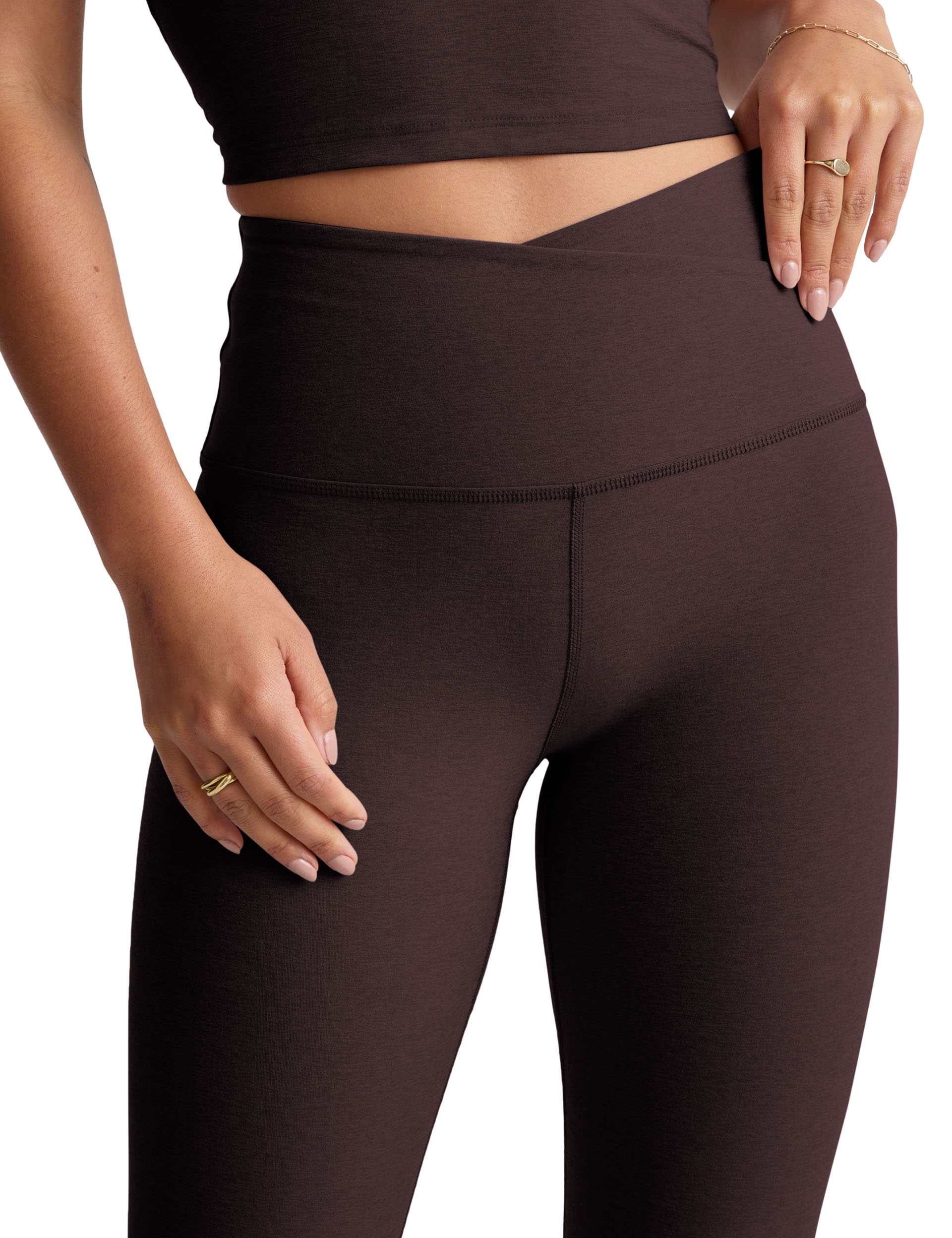 Spacedye At Your Leisure High Waisted Midi Legging - Dark Chocolate Heather