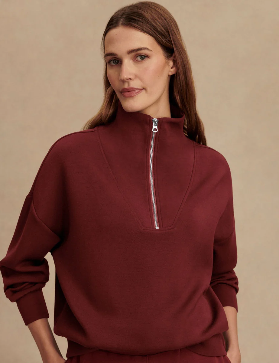 Hawley Half Zip Sweat - New Maroon