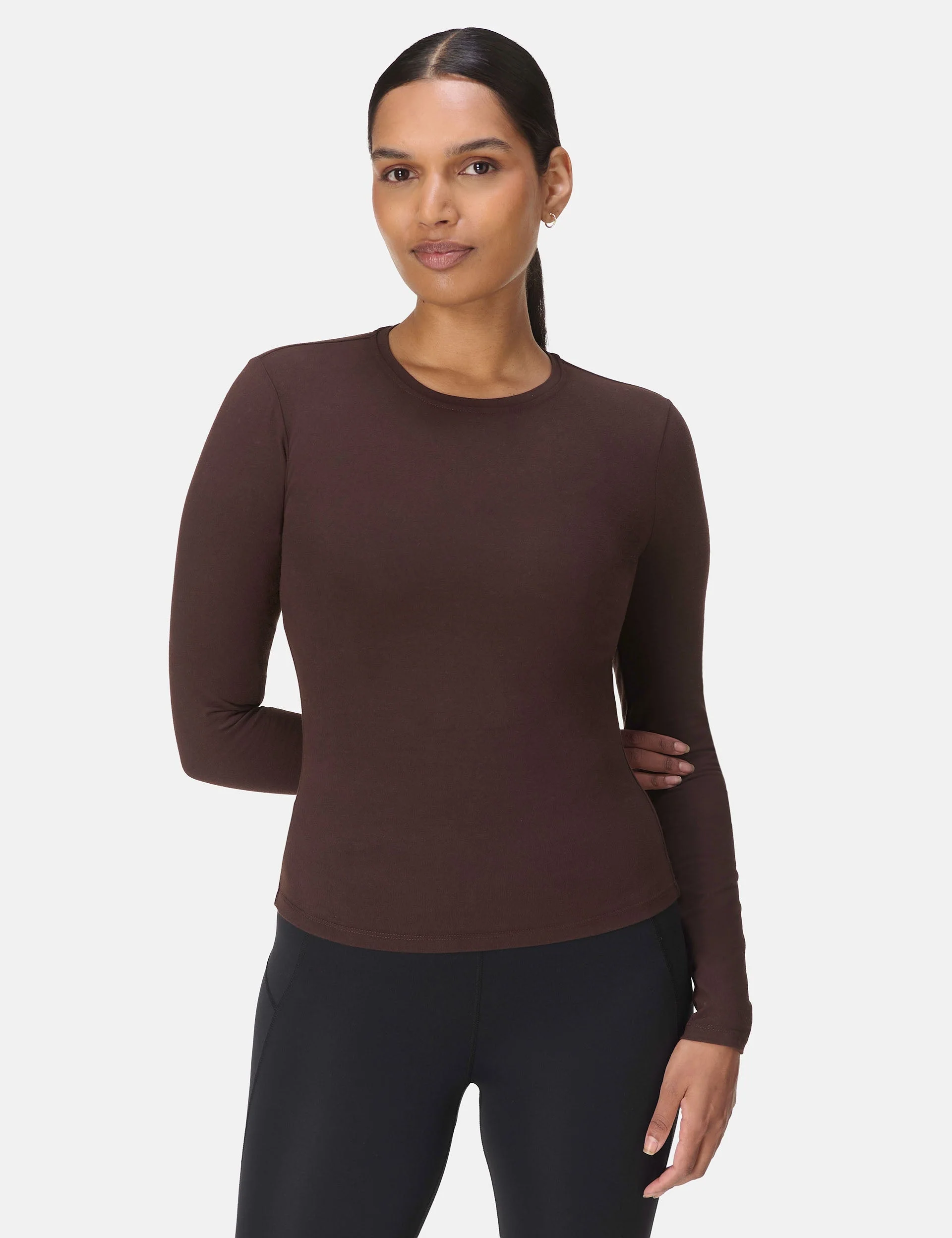 Essential Sculpt Long Sleeve Top - Sable Brown