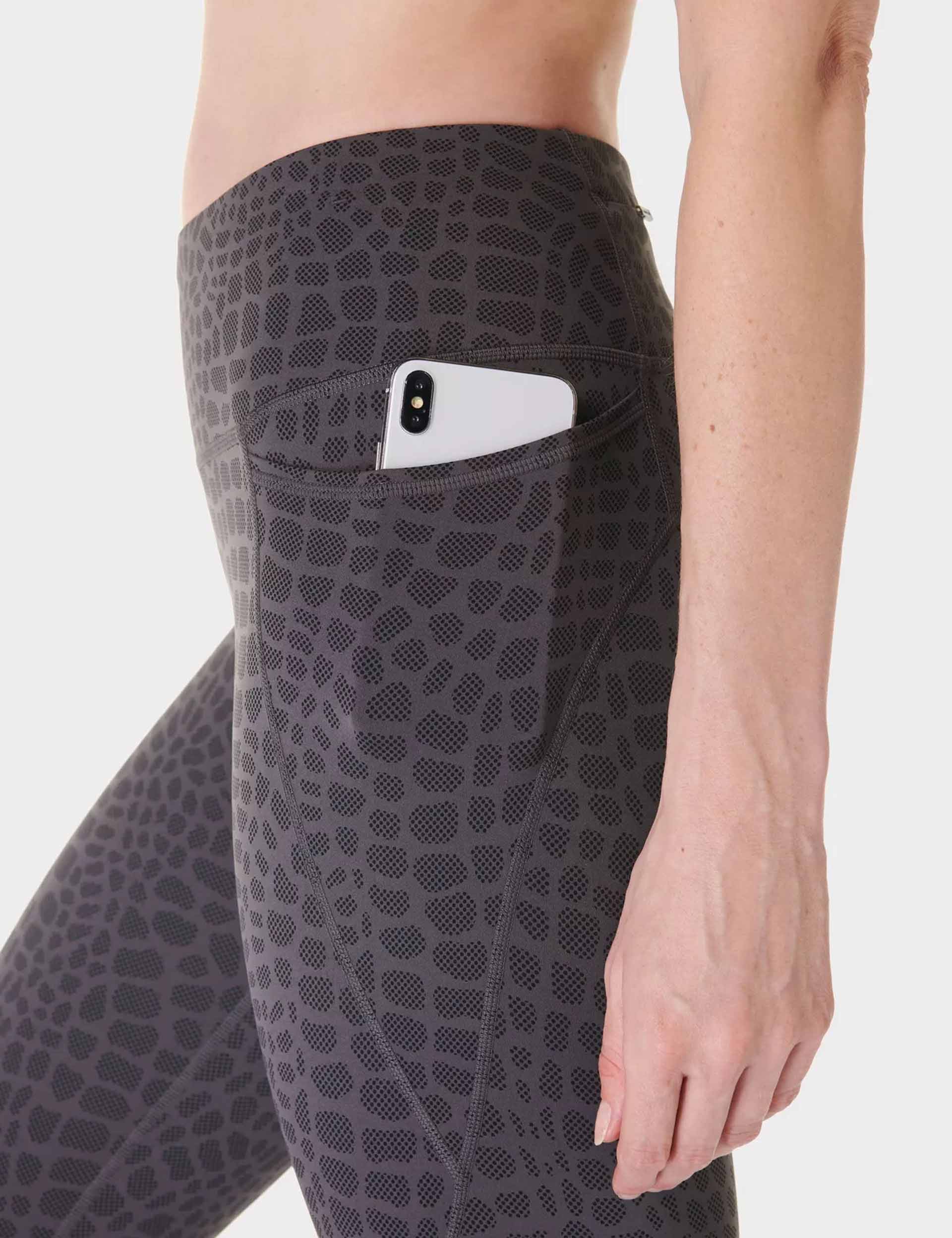 Power 7/8 Gym Leggings - Grey Croc Halftone Print