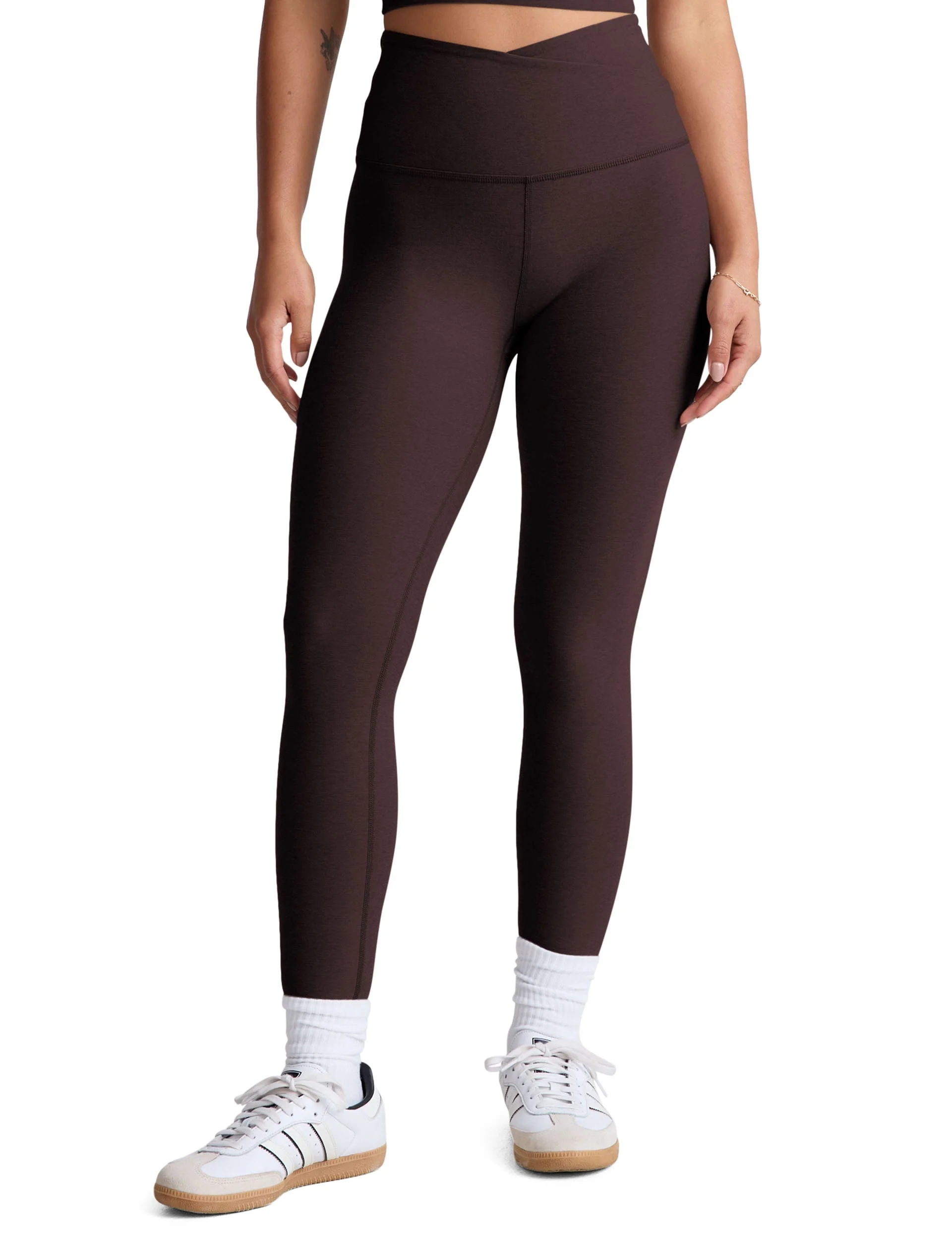 Spacedye At Your Leisure High Waisted Midi Legging - Dark Chocolate Heather